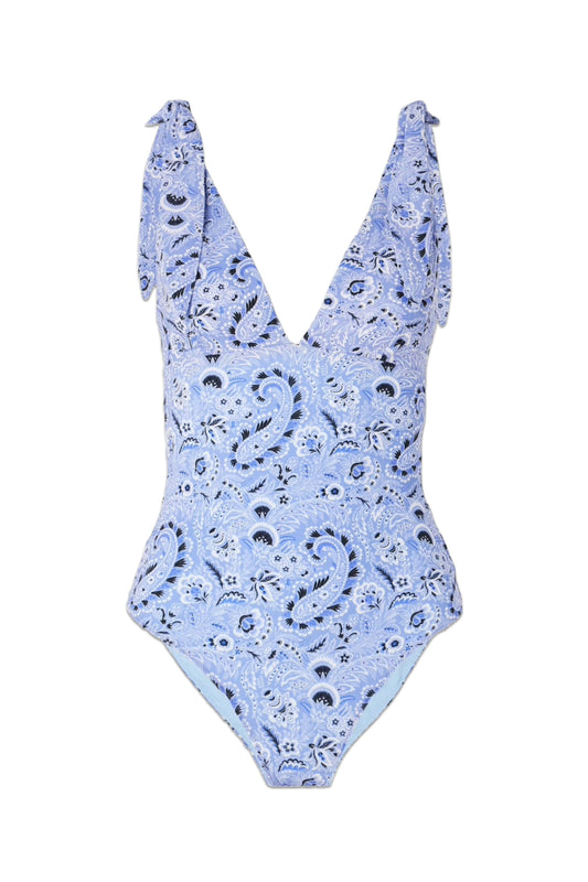Tie-detailed Paisley-print Swimsuit
