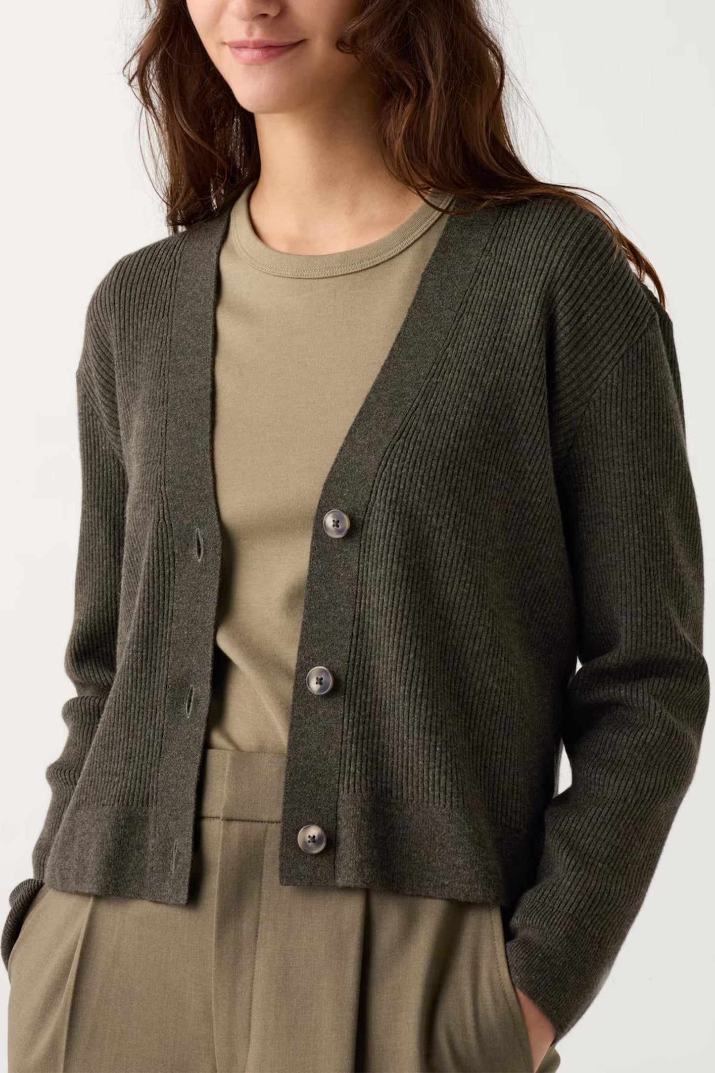 Washable Knit Ribbed Cardigan & Washable Knit Ribbed Trousers