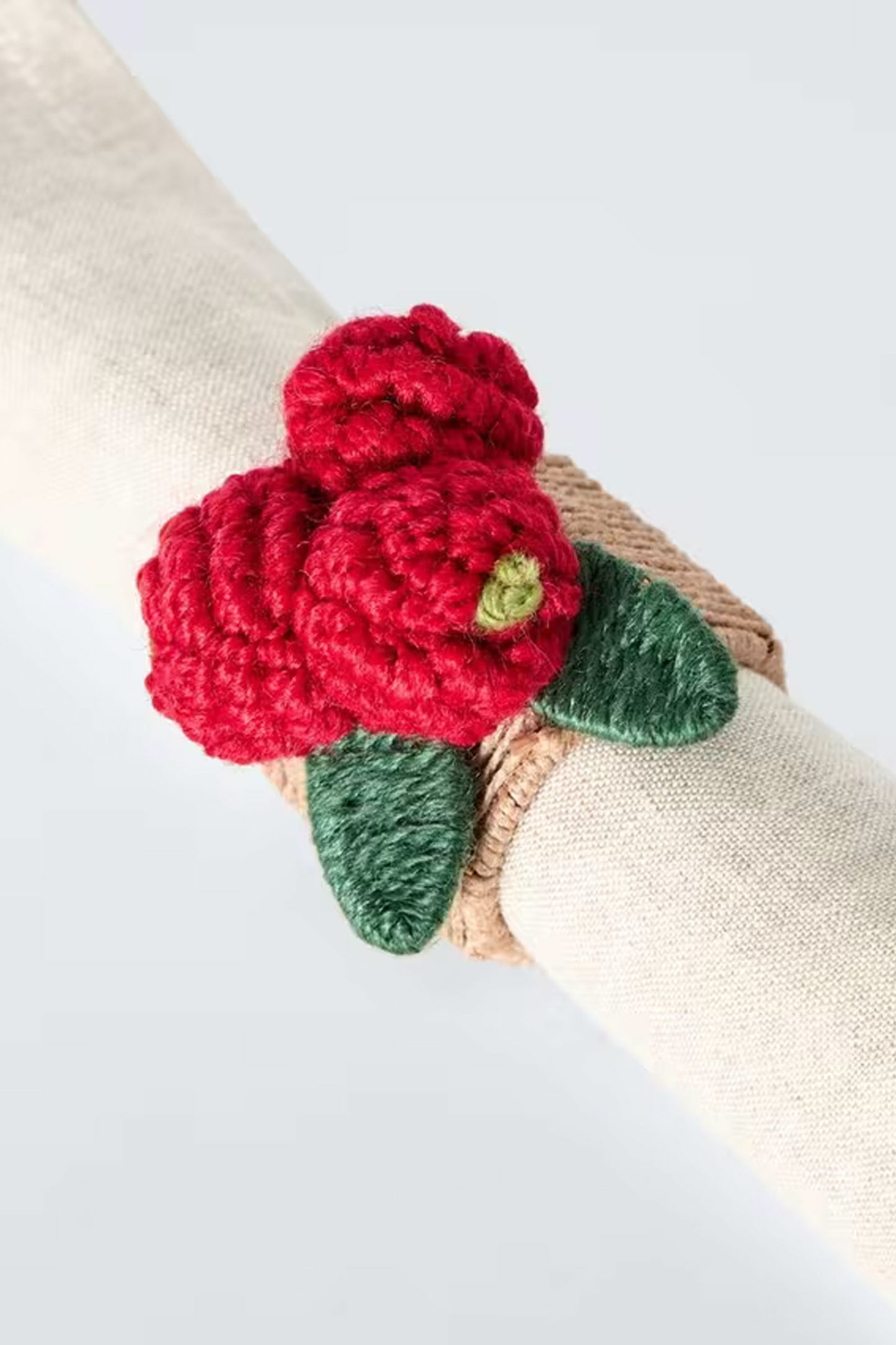Knitted Berry Napkin Rings, Set of 4, Red