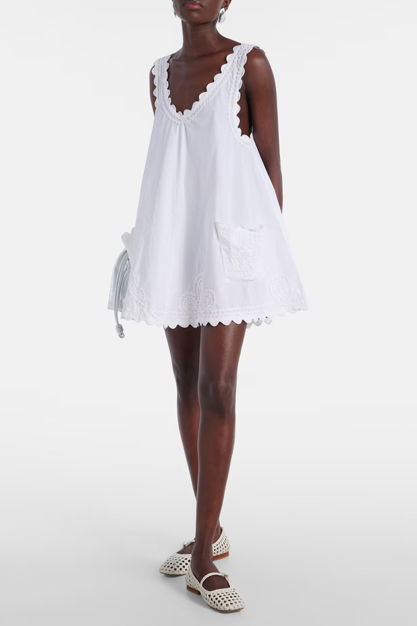 Embroidered Cotton Poplin Minidress