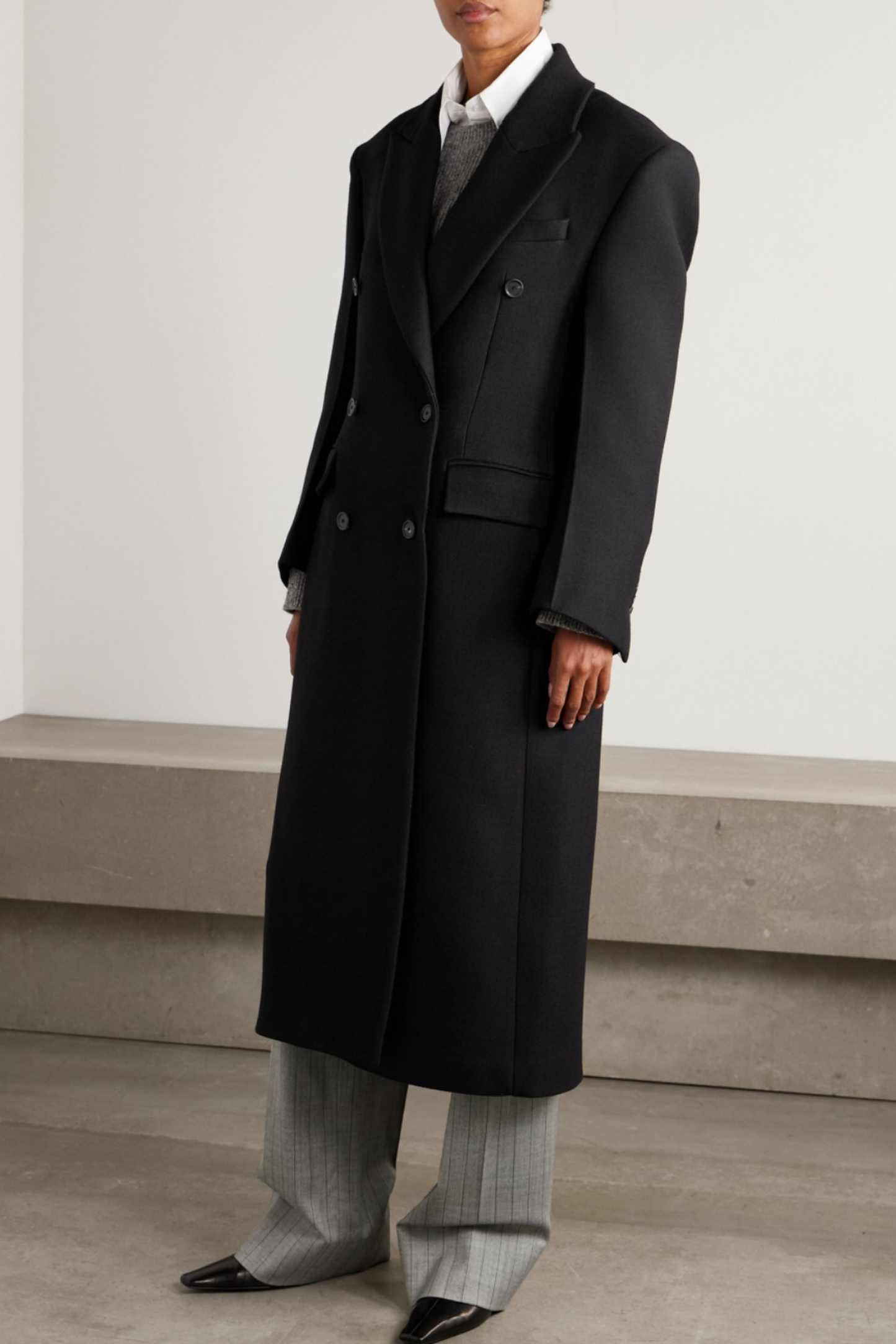Hourglass double-breasted wool coat