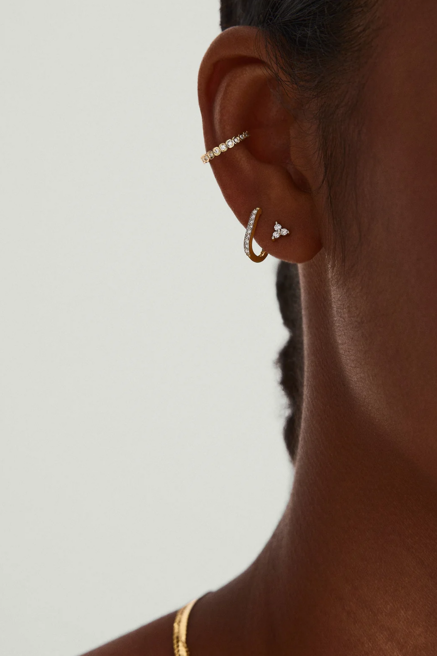 14k Gold Handcrafted Mini Lotus Diamond Studs