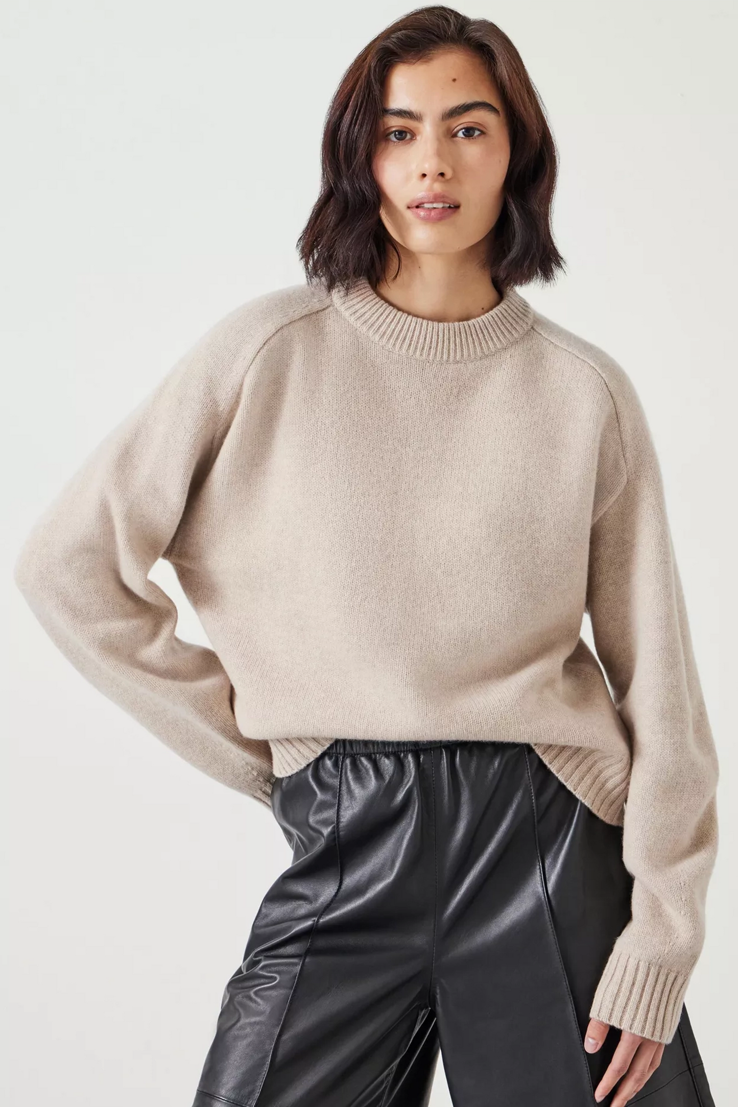Nina Merino Wool Crew Jumper Brown