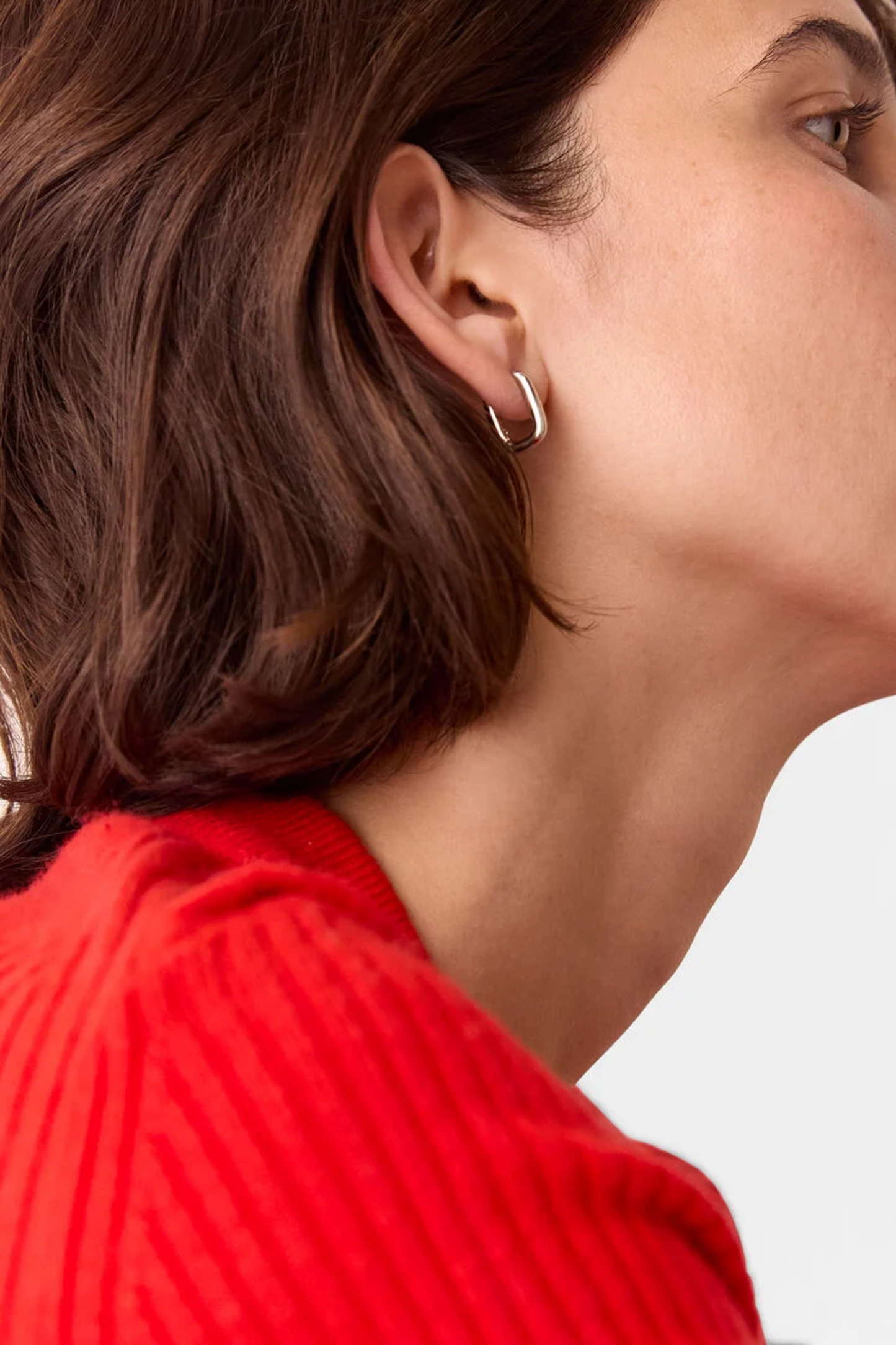 Silver Rectangular Huggie Earrings