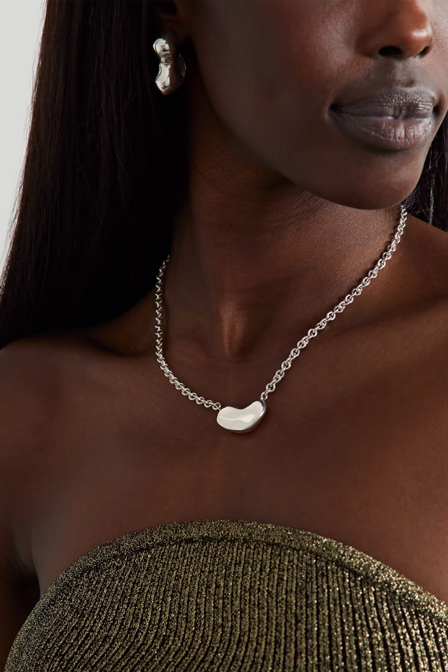 Small Sculpted Heart Recycled Sterling Silver Necklace