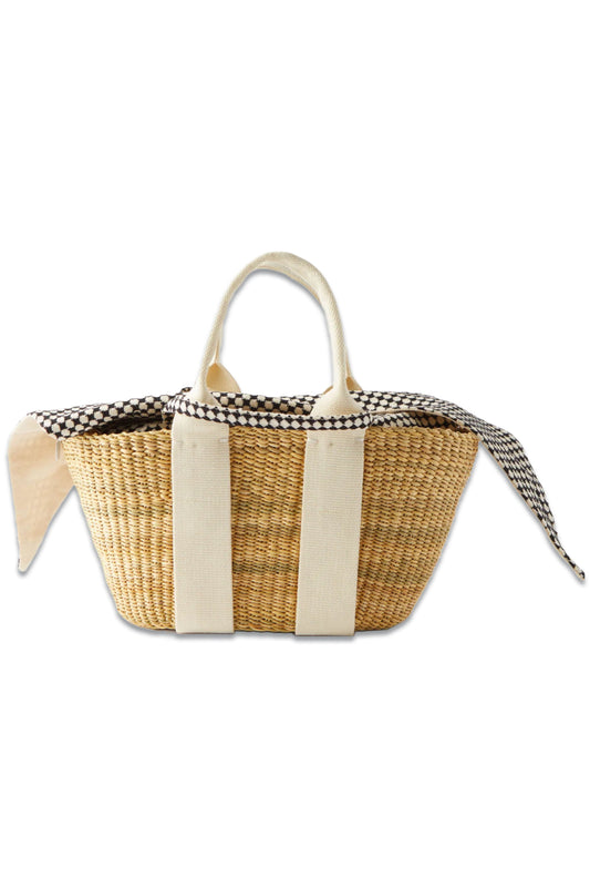 George Canvas-Trim Woven Basket Bag