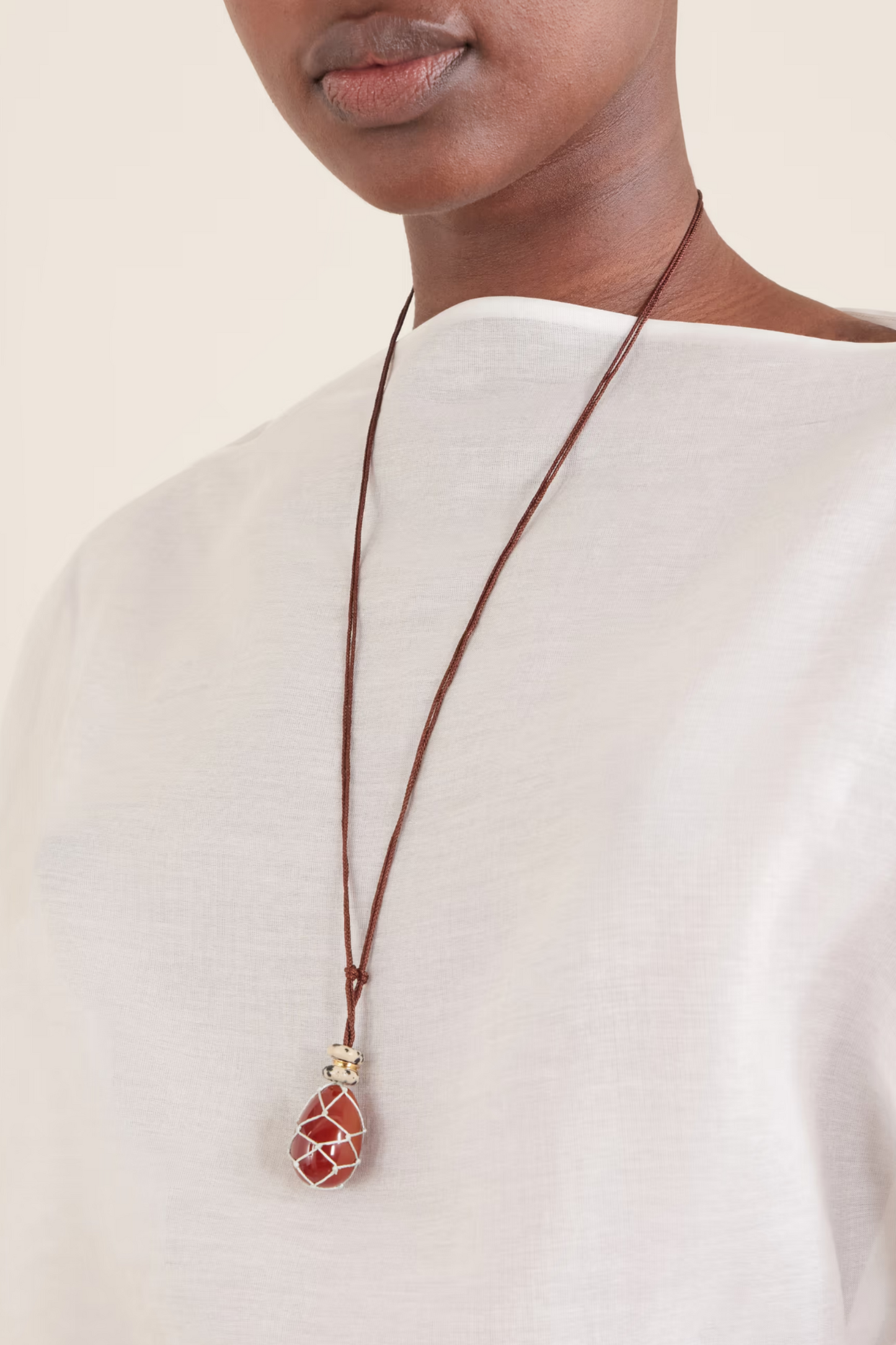 The Net Stone Carnelian Pendant Necklace