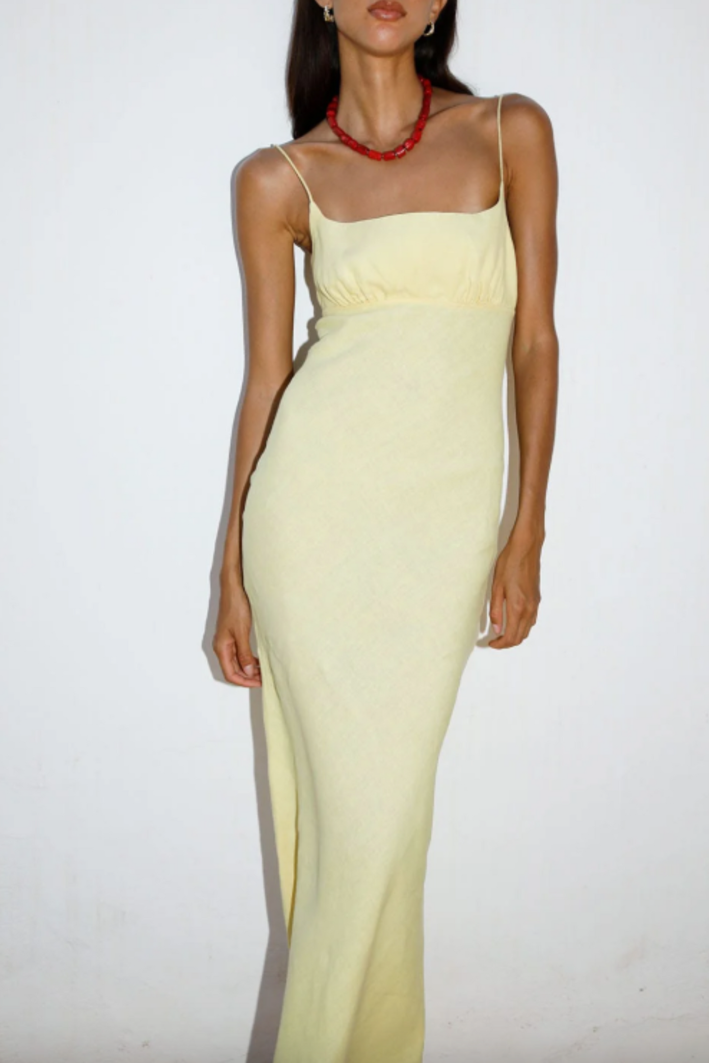 The Nicola Maxi Slip Dress in yellow