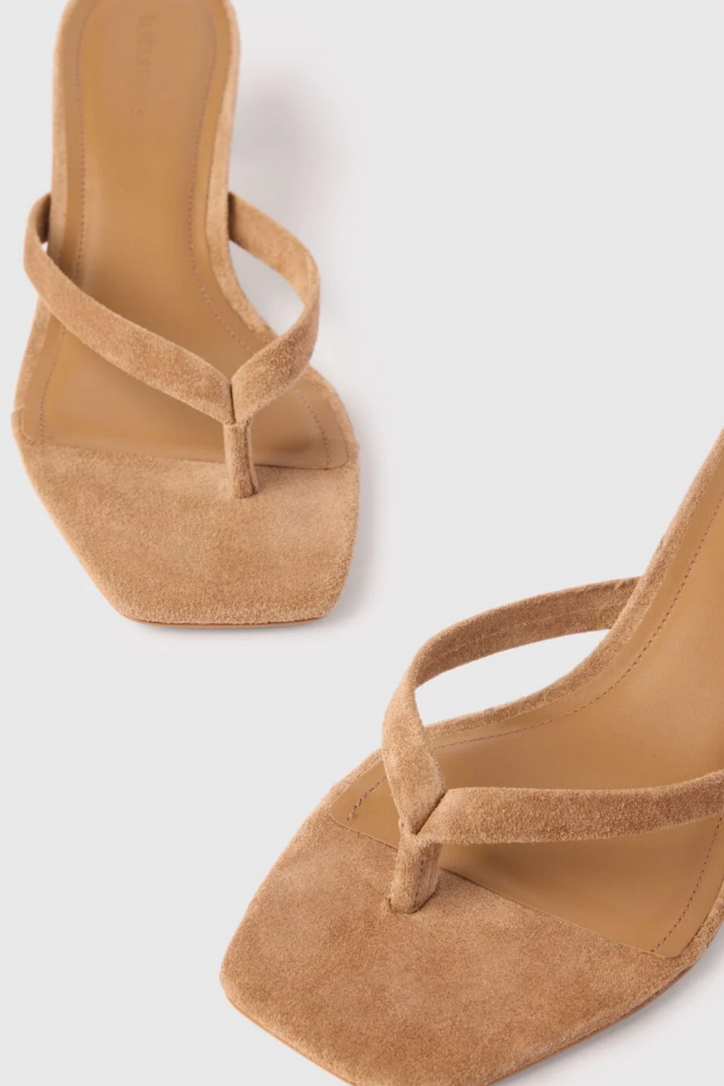 Natural Suede Toe Post Heeled Mule