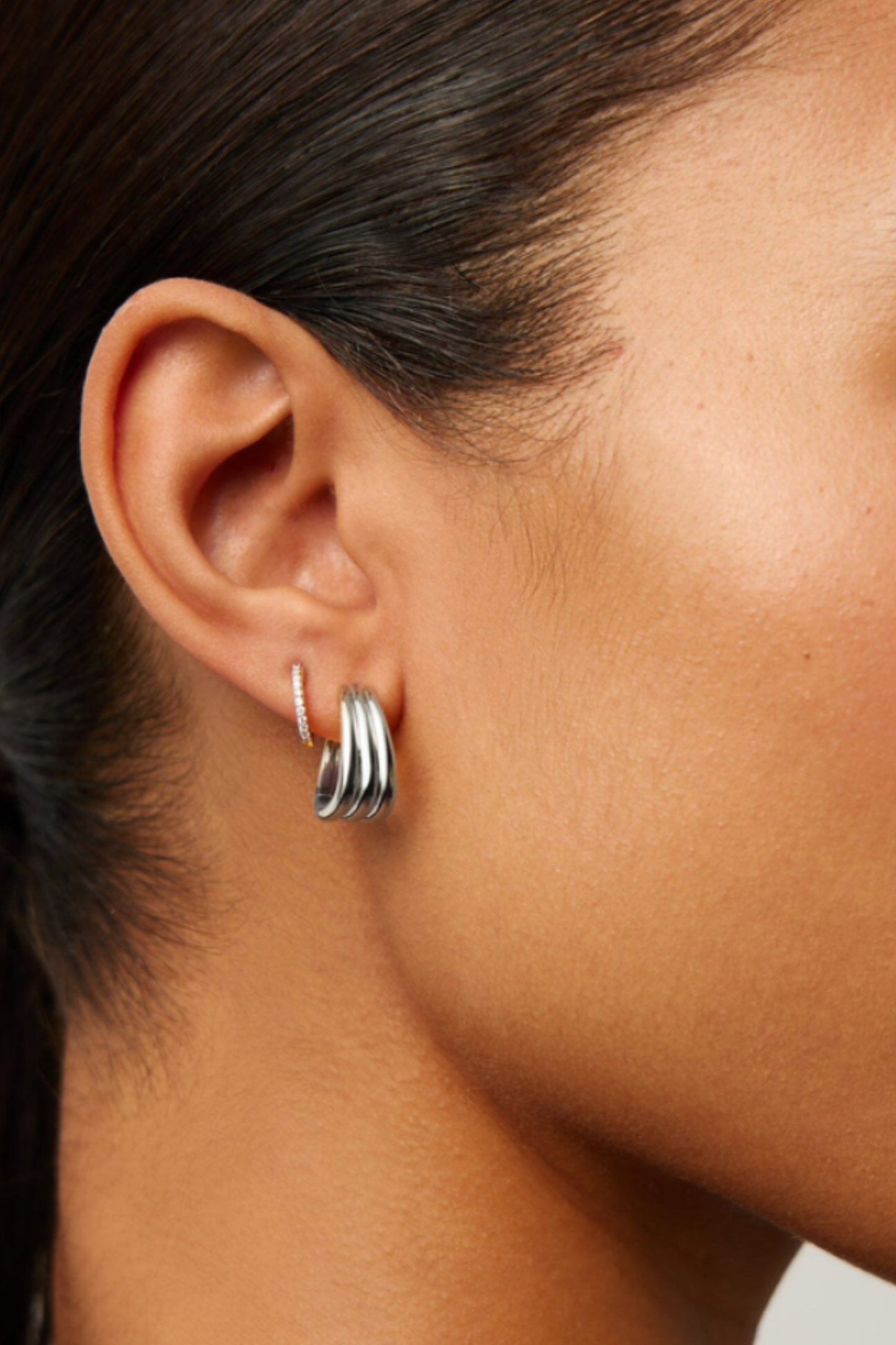 Savi Triple Ridge Hoop Earrings