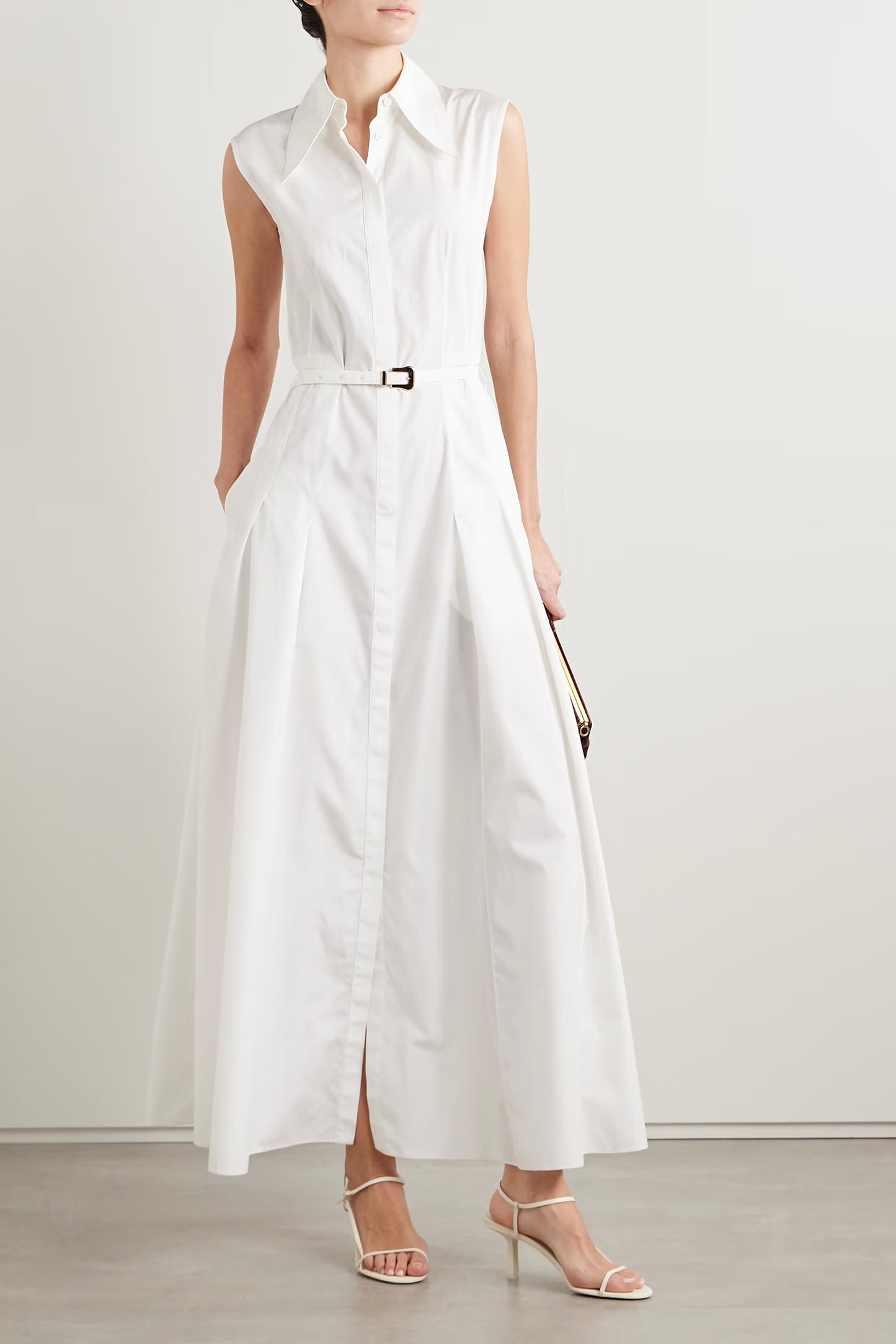 Becca Belted Cotton-Poplin Maxi Shirt Dress