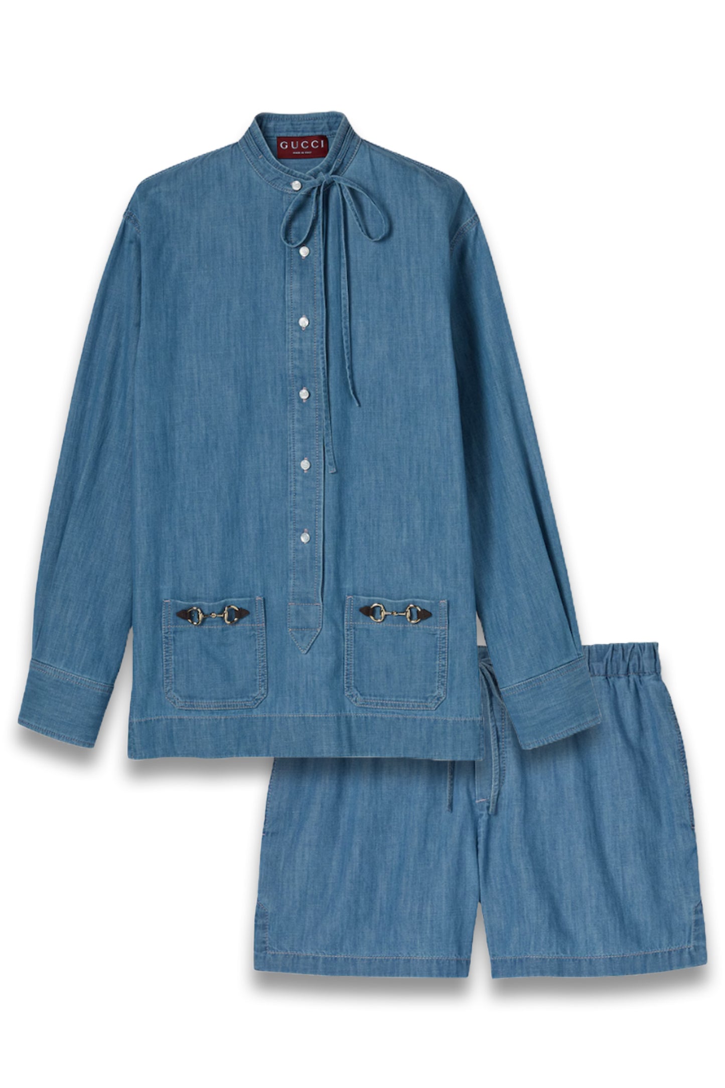 Denim Shirt and Shorts with Horsebit
