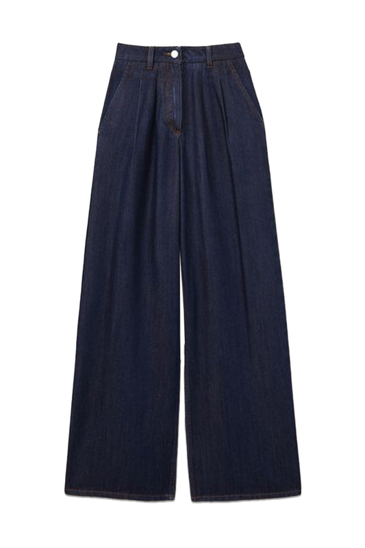 Double Pleat Wide Leg Jeans