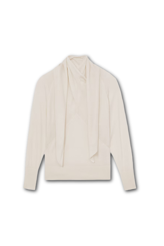 Wool Scarf-Tie Draped Jumper
