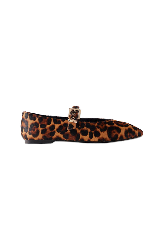 Bea Leopard Print Textured Ballet Pumps