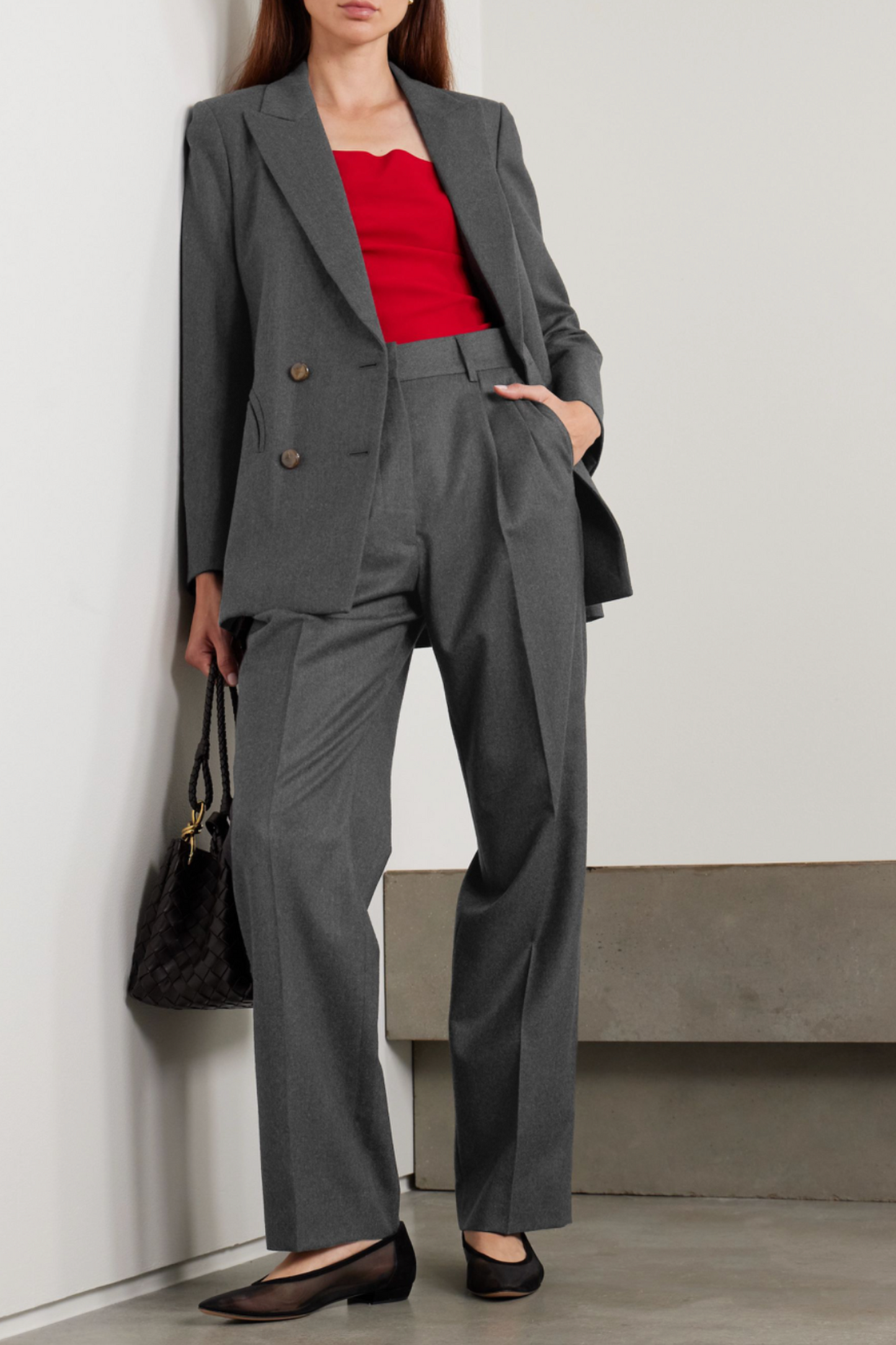 Fox Pleated Wool Twill Straight-leg Pants