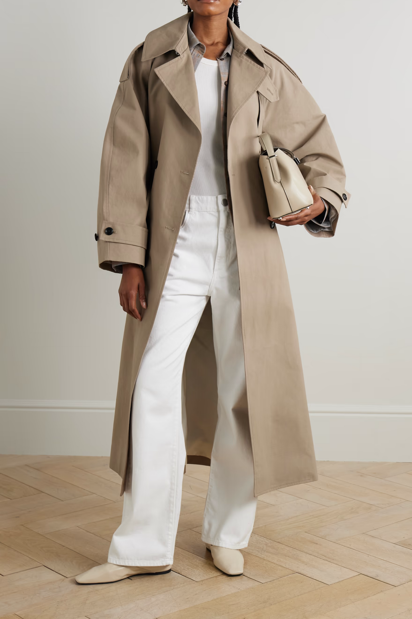 Oversized Double-breasted Cotton Trench Coat