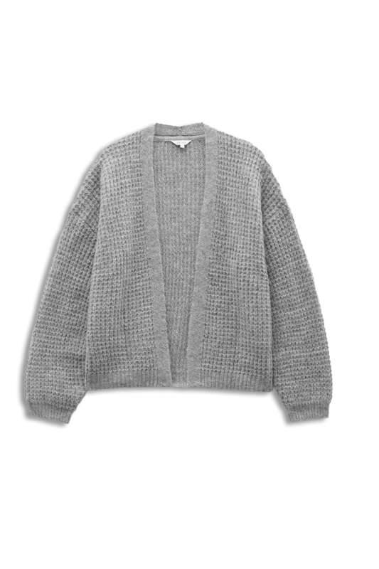 Waffle Stitch Wool Blend Edge To Edge Cardigan