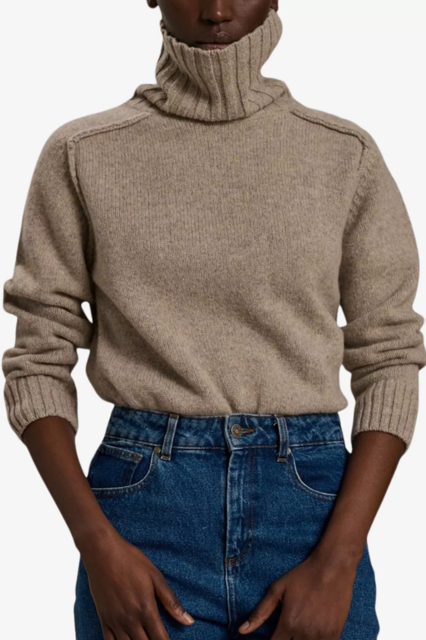 Windy high-neck wool-blend knitted jumper