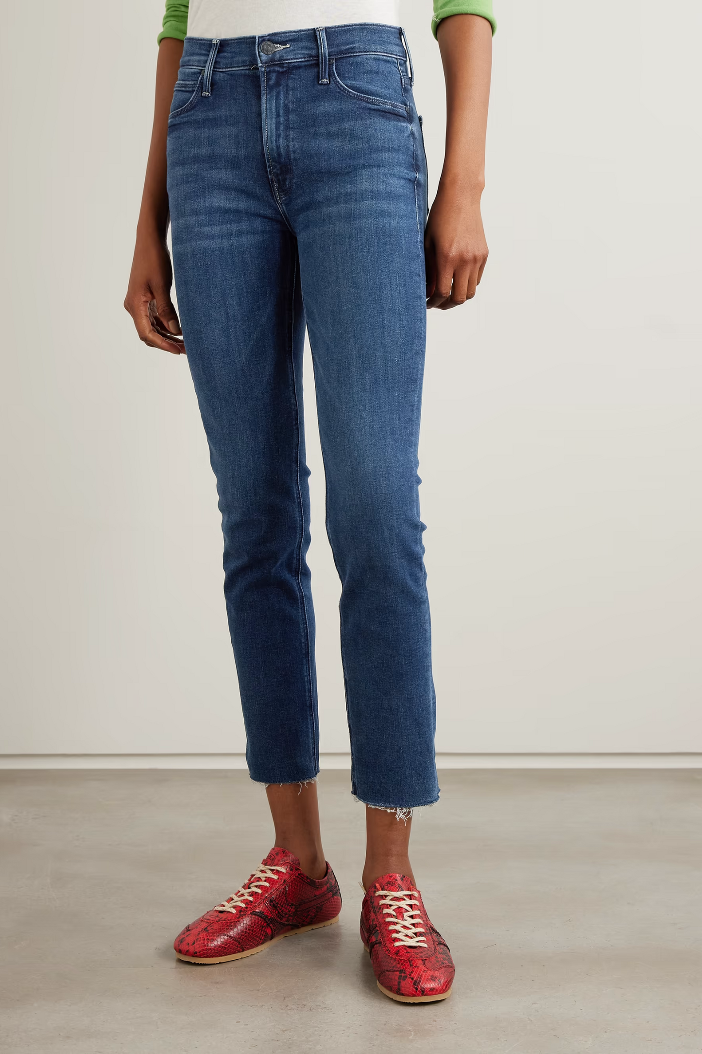 The Dazzler Ankle Frayed Mid-rise Slim-leg Jeans