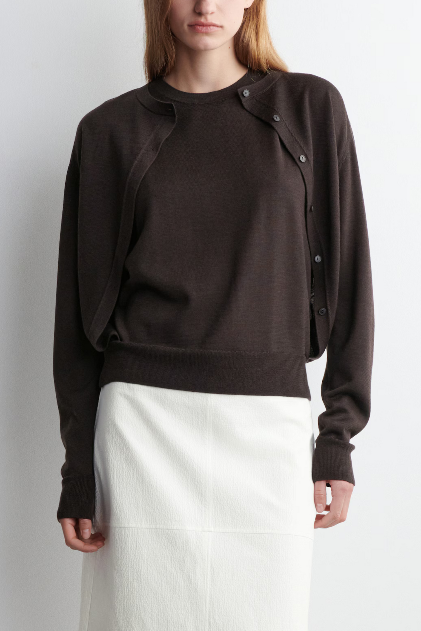 Layered Merino Wool Cardigan