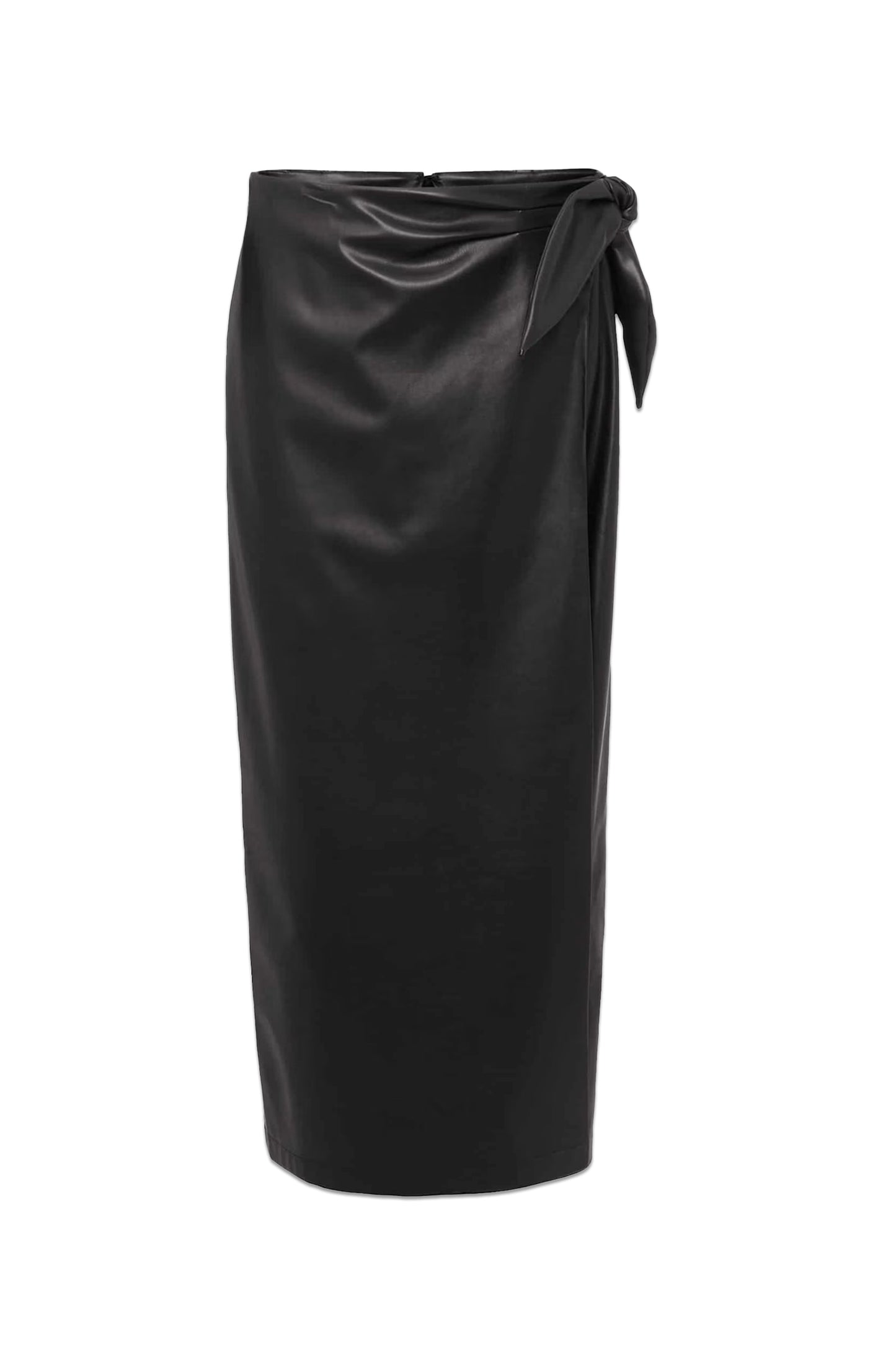 Noha Faux Leather Wrap Maxi Skirt