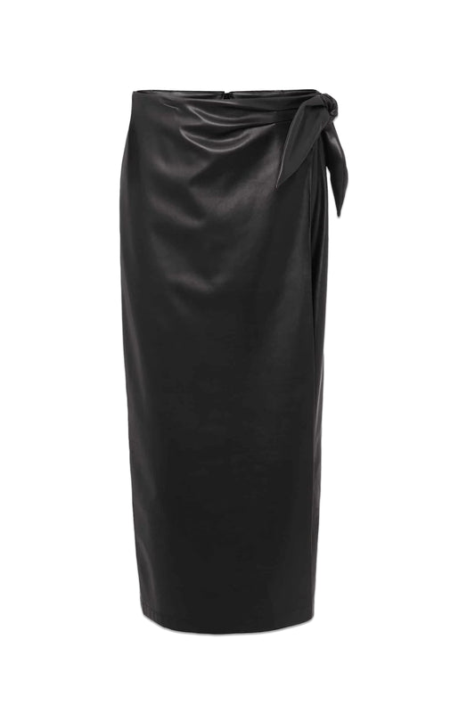 Noha Faux Leather Wrap Maxi Skirt