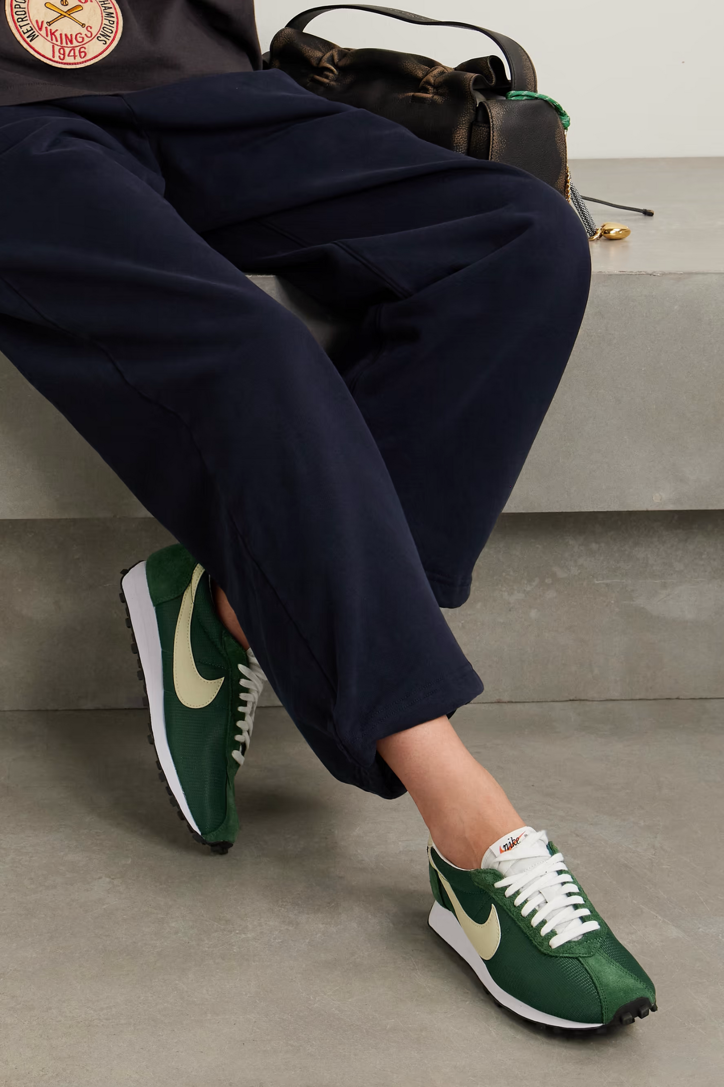 LD-1000 Leather and Brushed Suede-trimmed Mesh Sneakers