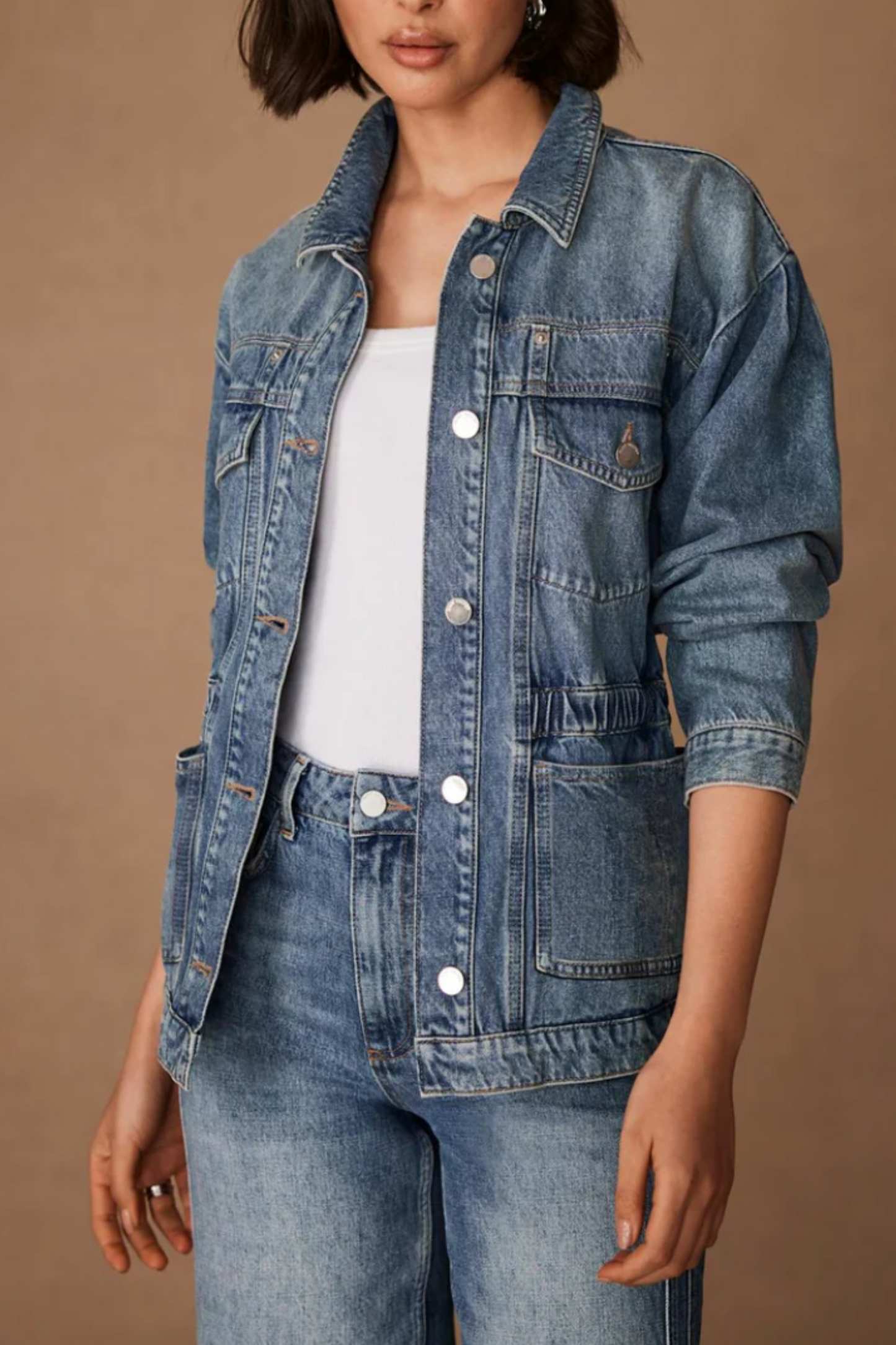 Blue Waist Detail Denim Jacket