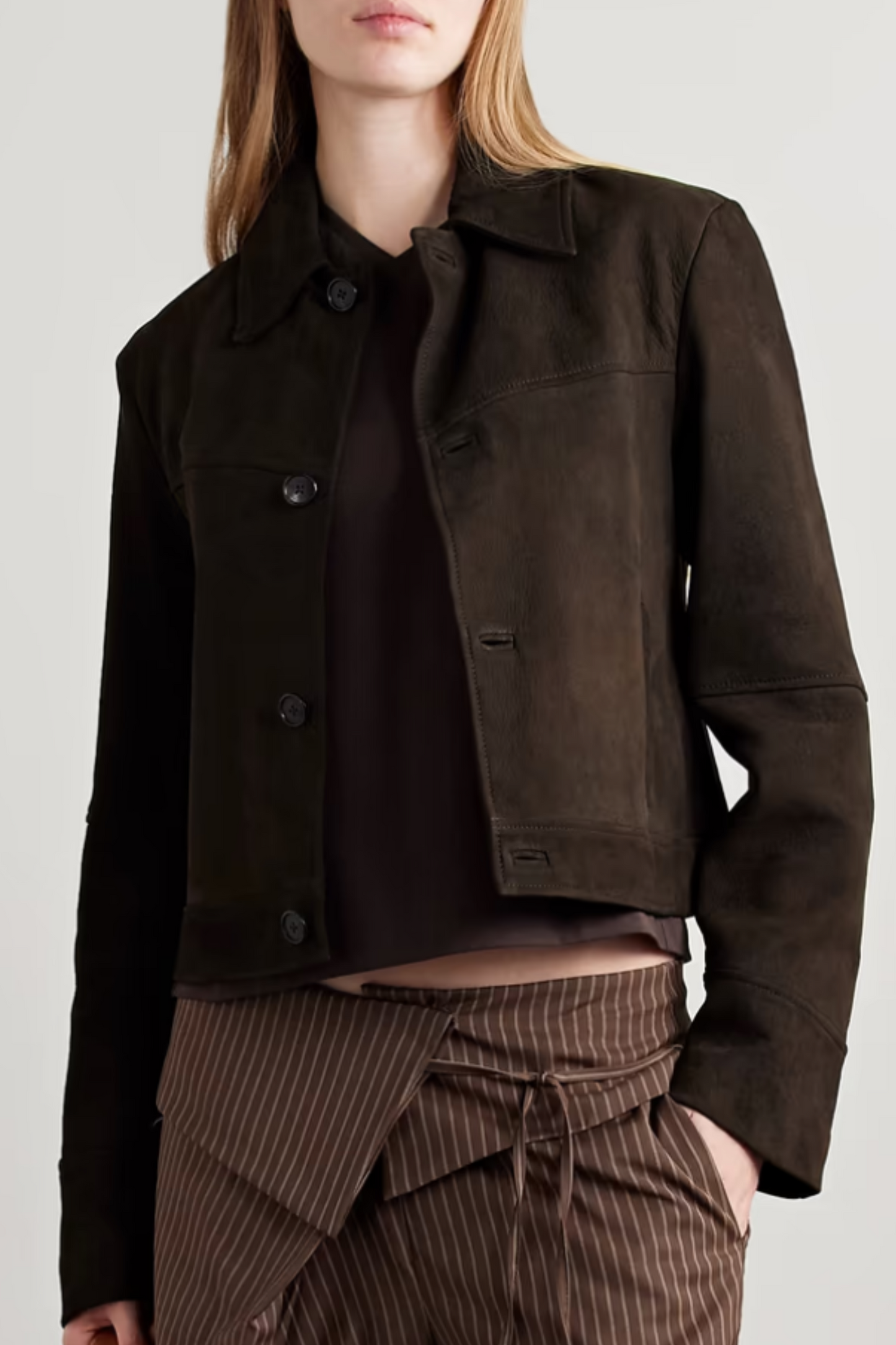 Avery cropped textured-suede jacket