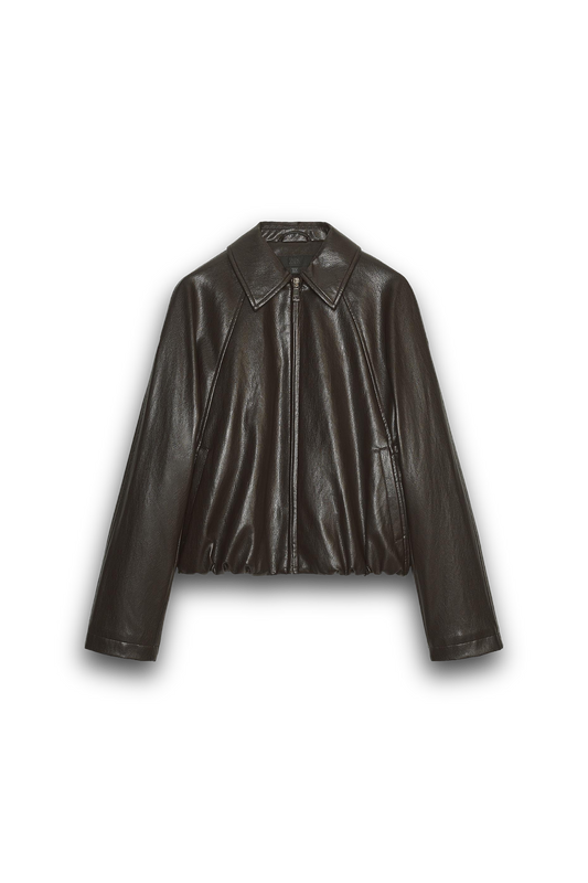 Faux Leather Bomber Jacket