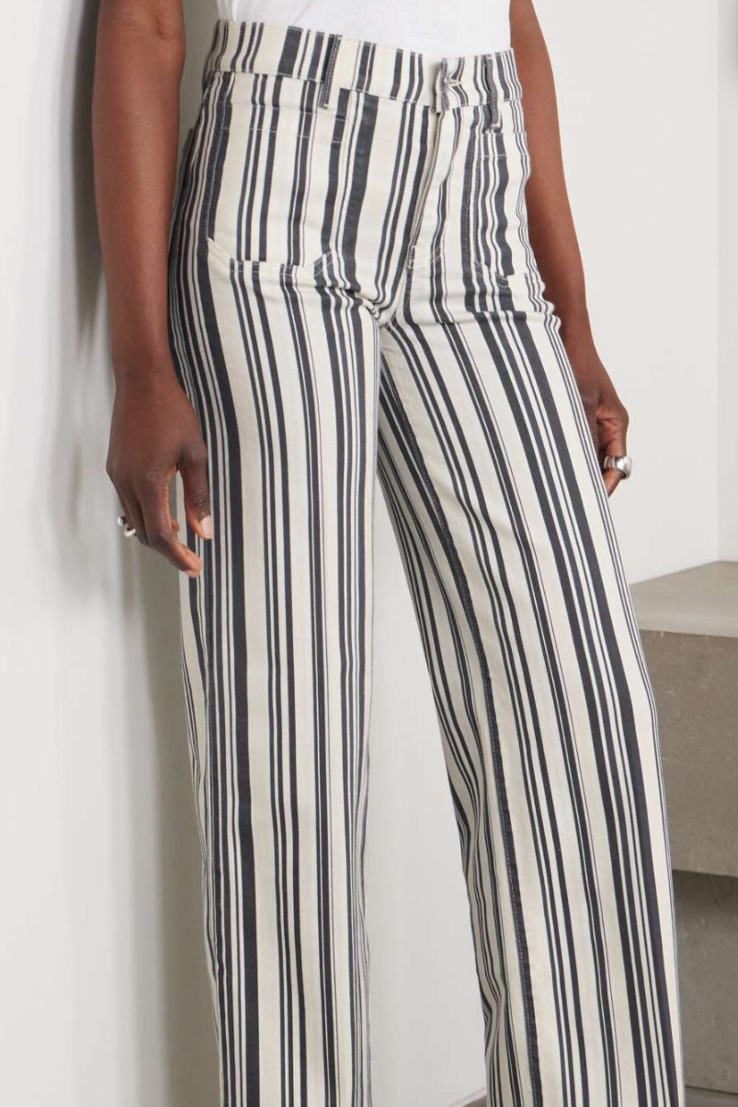 Le Slim Palazzo Modernist Pocket striped high-rise wide-leg jeans