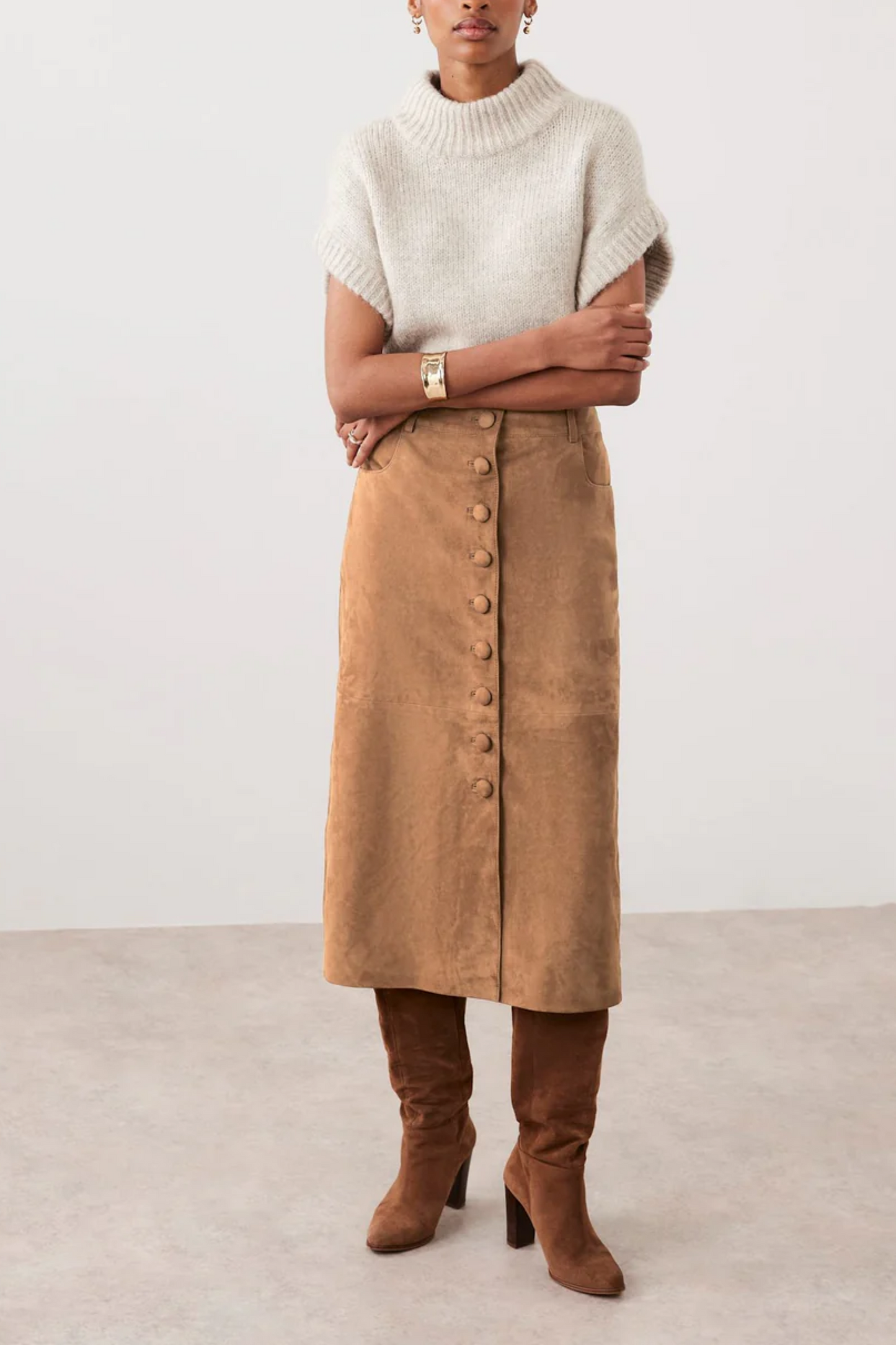 Tan Suede Mini Skirt