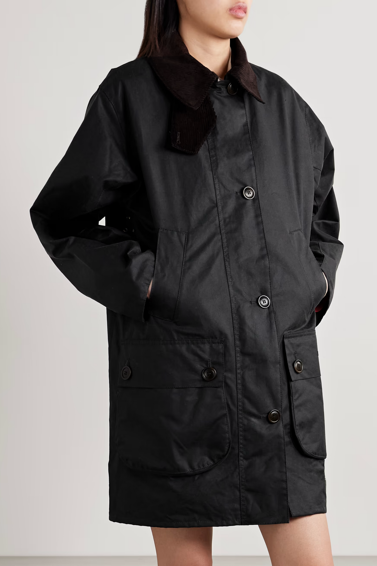 Corduroy-trimmed Waxed-cotton Jacket