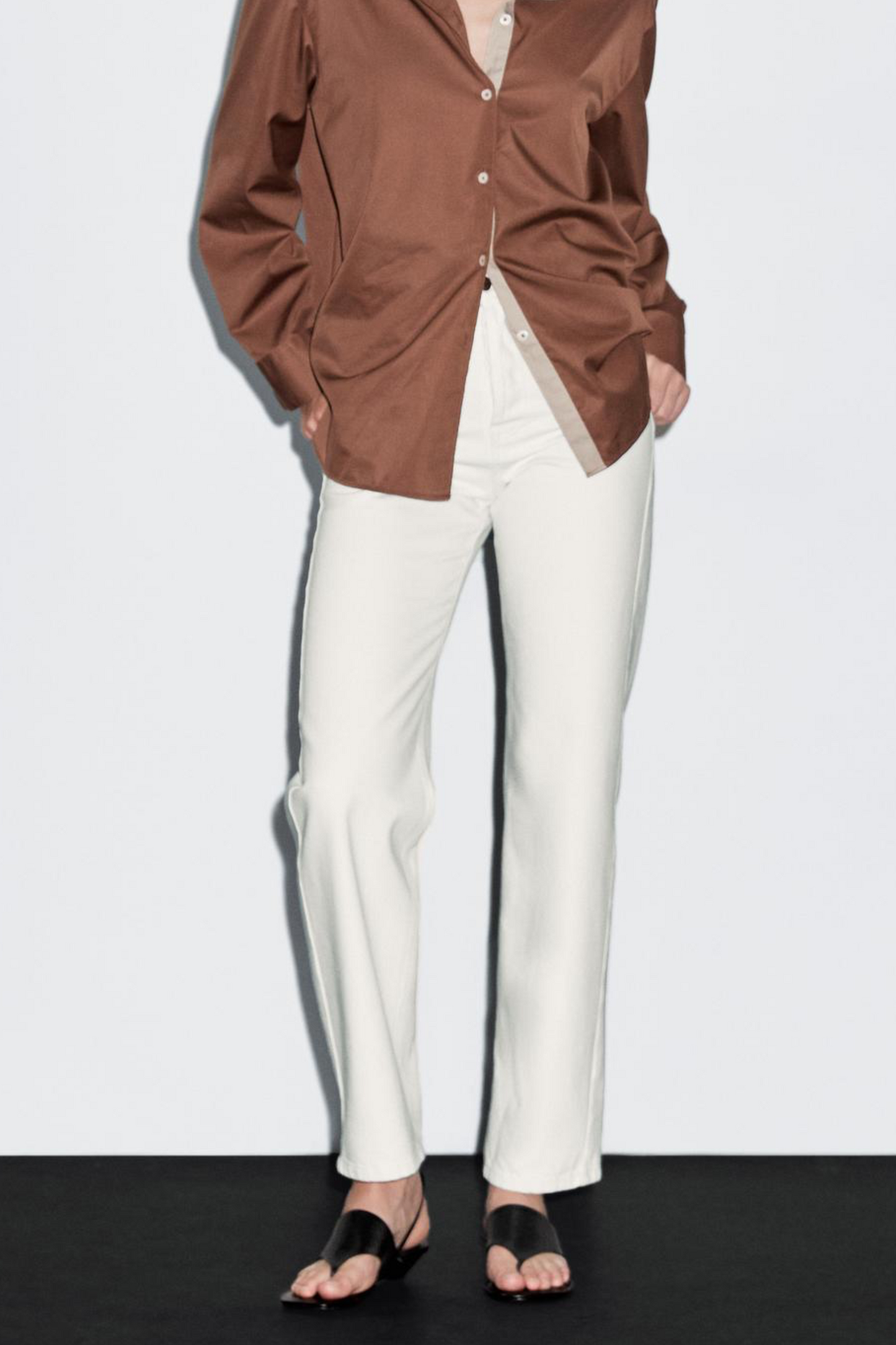 Cotton Blend Straight Jeans