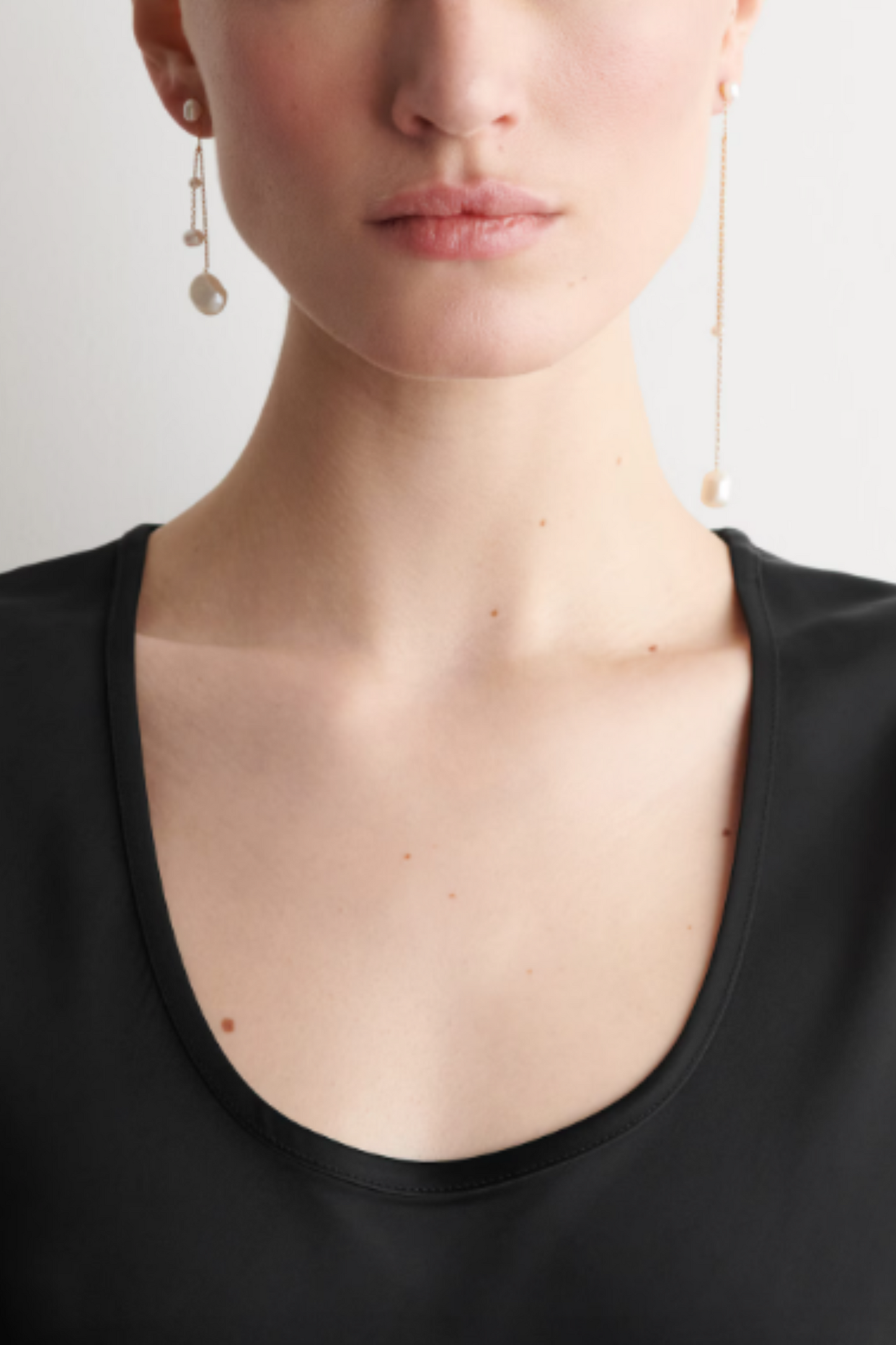 Mis-Matched Chain Fresh Water Pearl Earrings