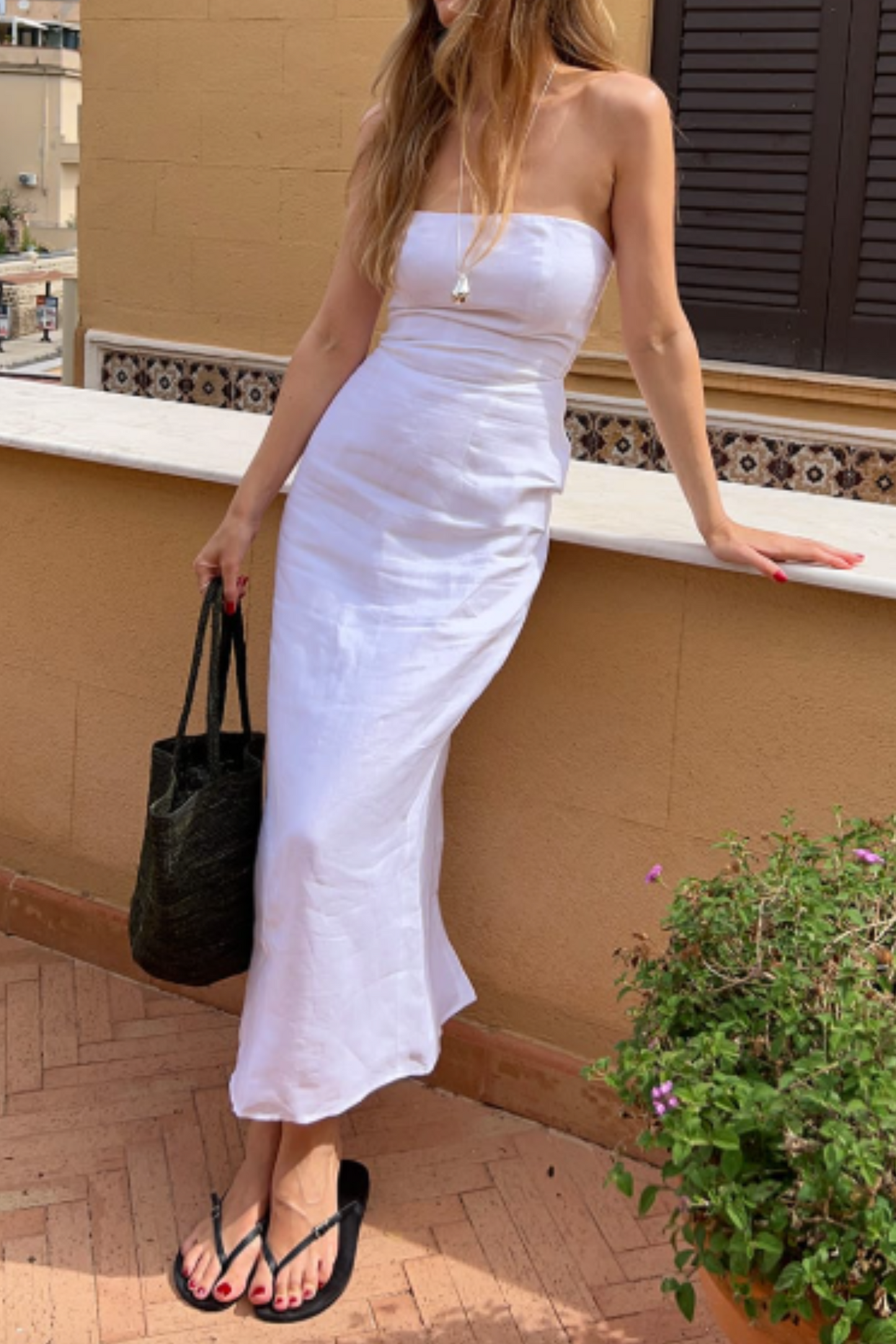 The Frances Bandeau Dress In White