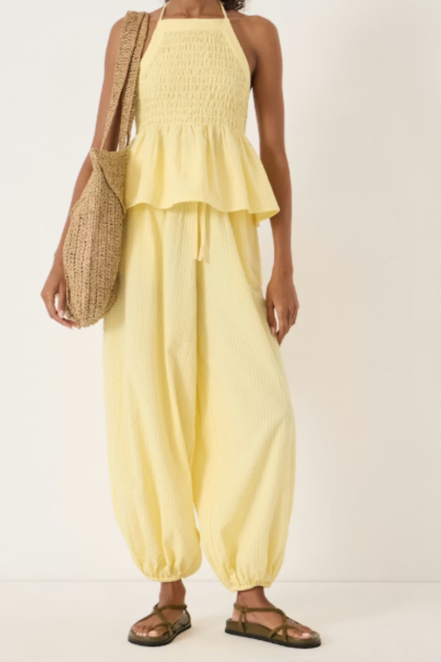 Seersucker Beach Top And Trousers