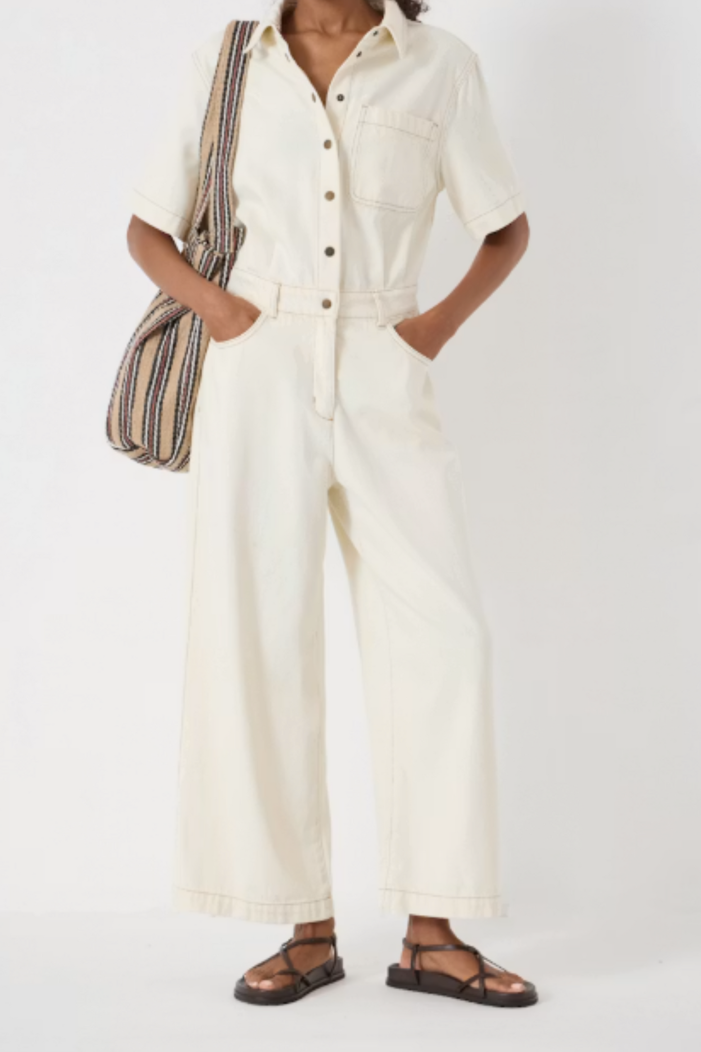 Evelyn Short Sleeve Denim Jumpsuit