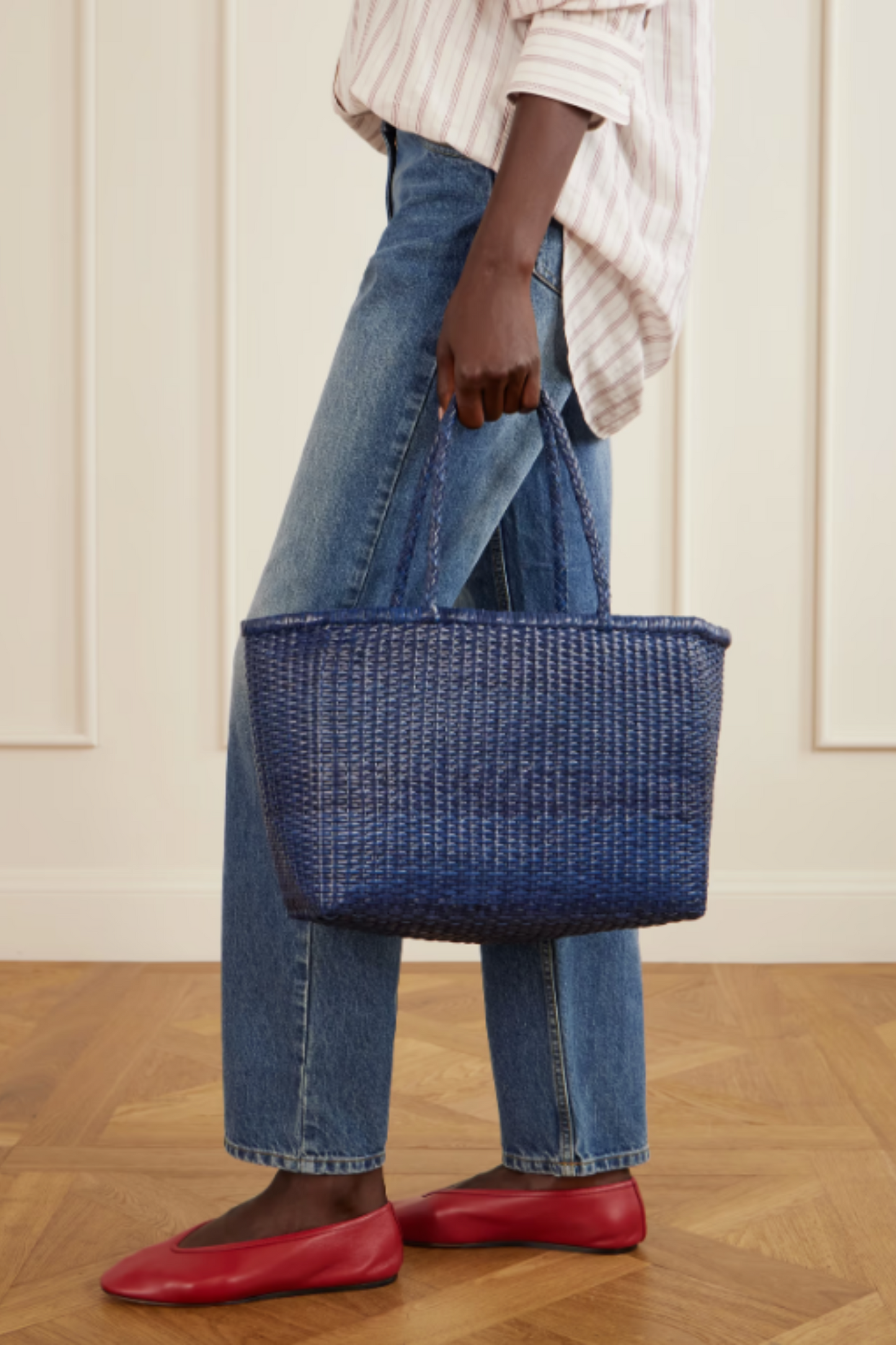 B Weave leather tote