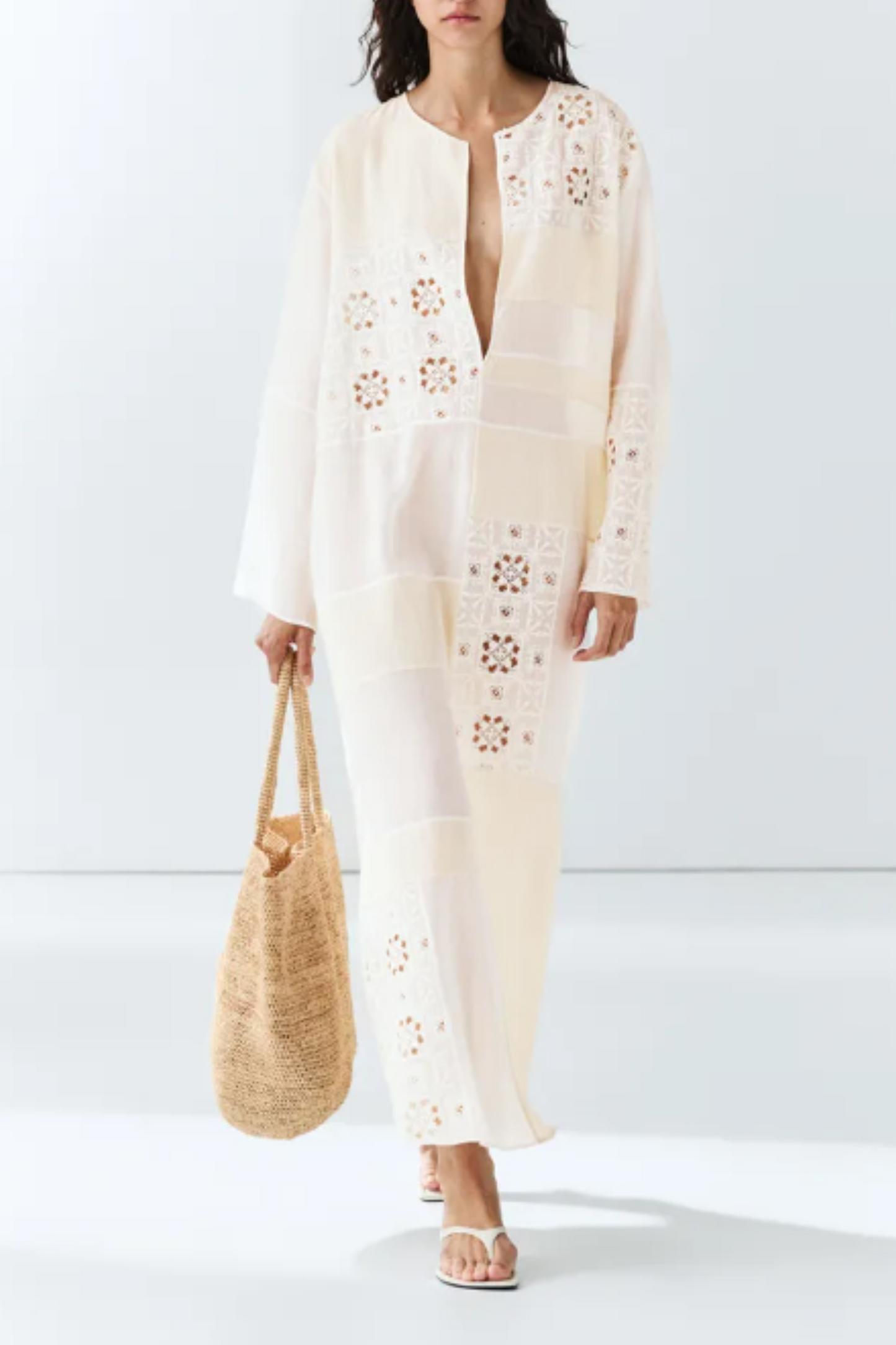 Flowing Embroidered Kaftan Dress