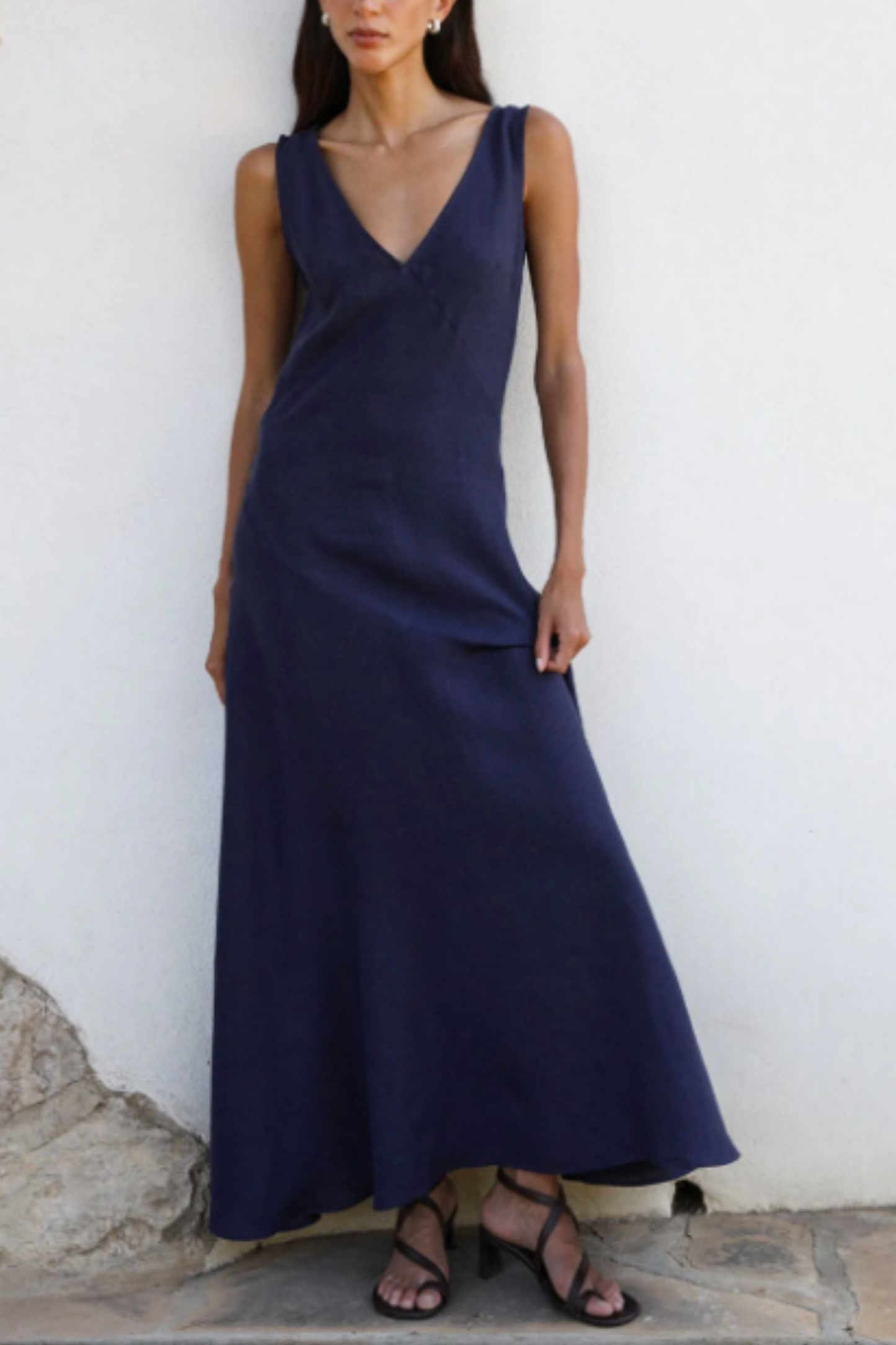 The Athena Maxi Dress in navy blue