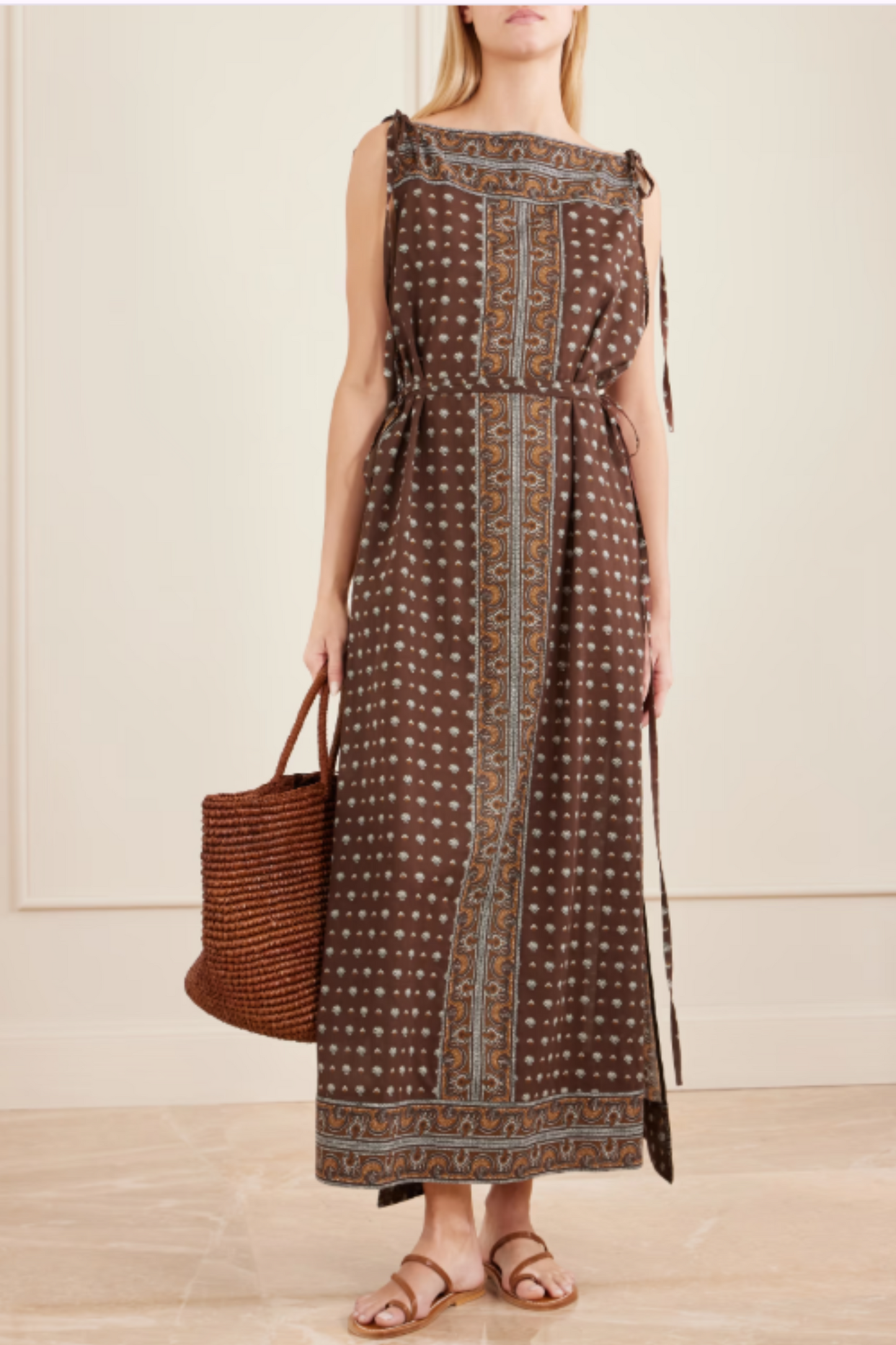 Amarante Belted Printed Organic Cotton-voile Midi Dress