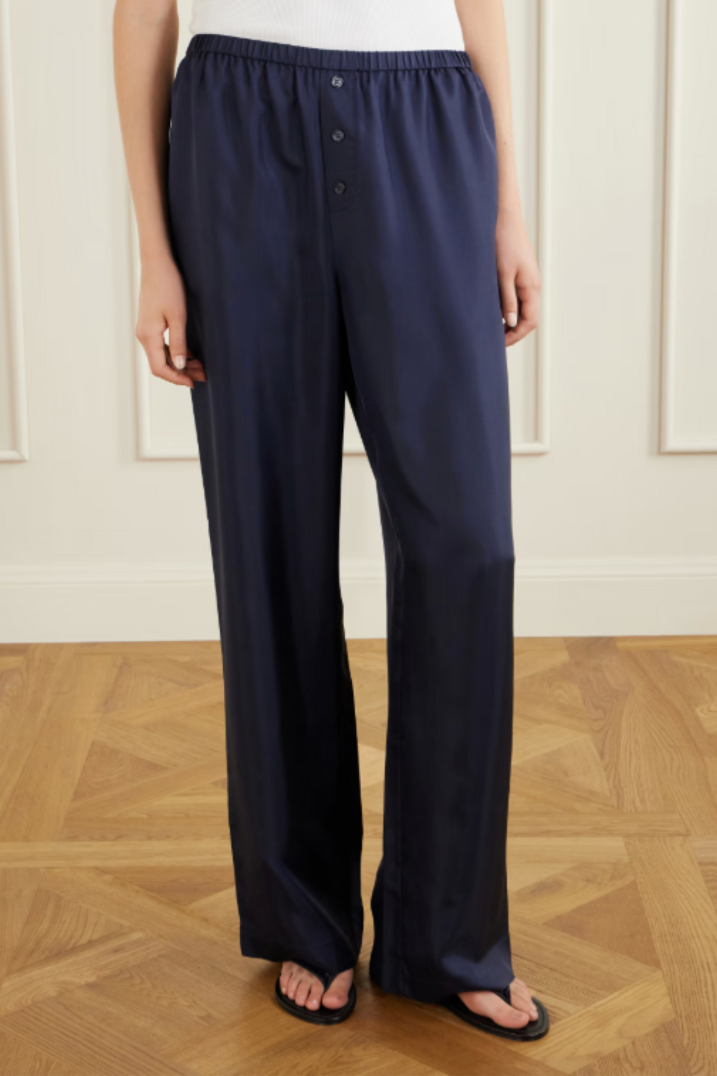 Silk-Satin Wide-Leg Pants