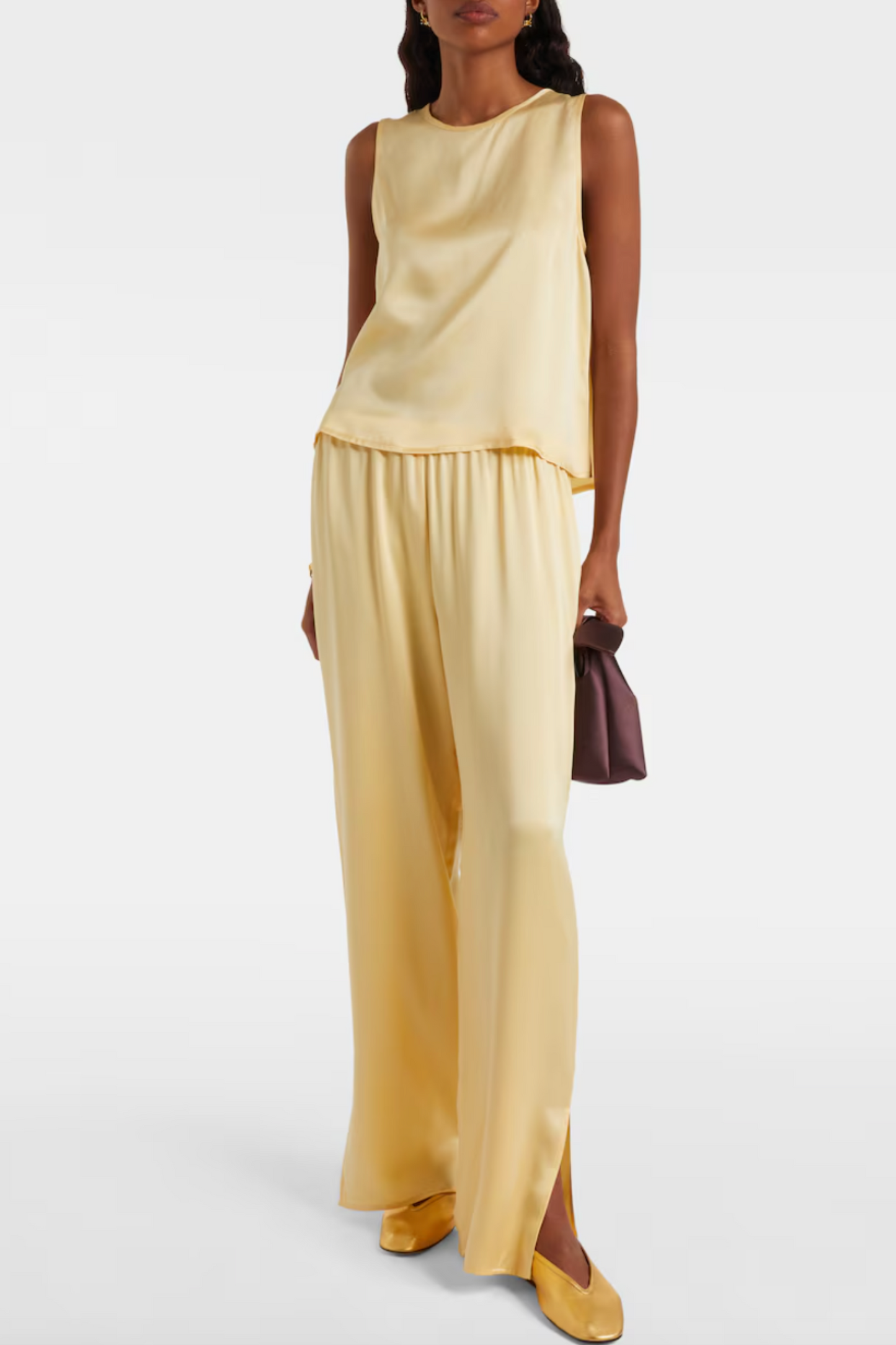 Silk Charmeuse Wide-Leg Pants