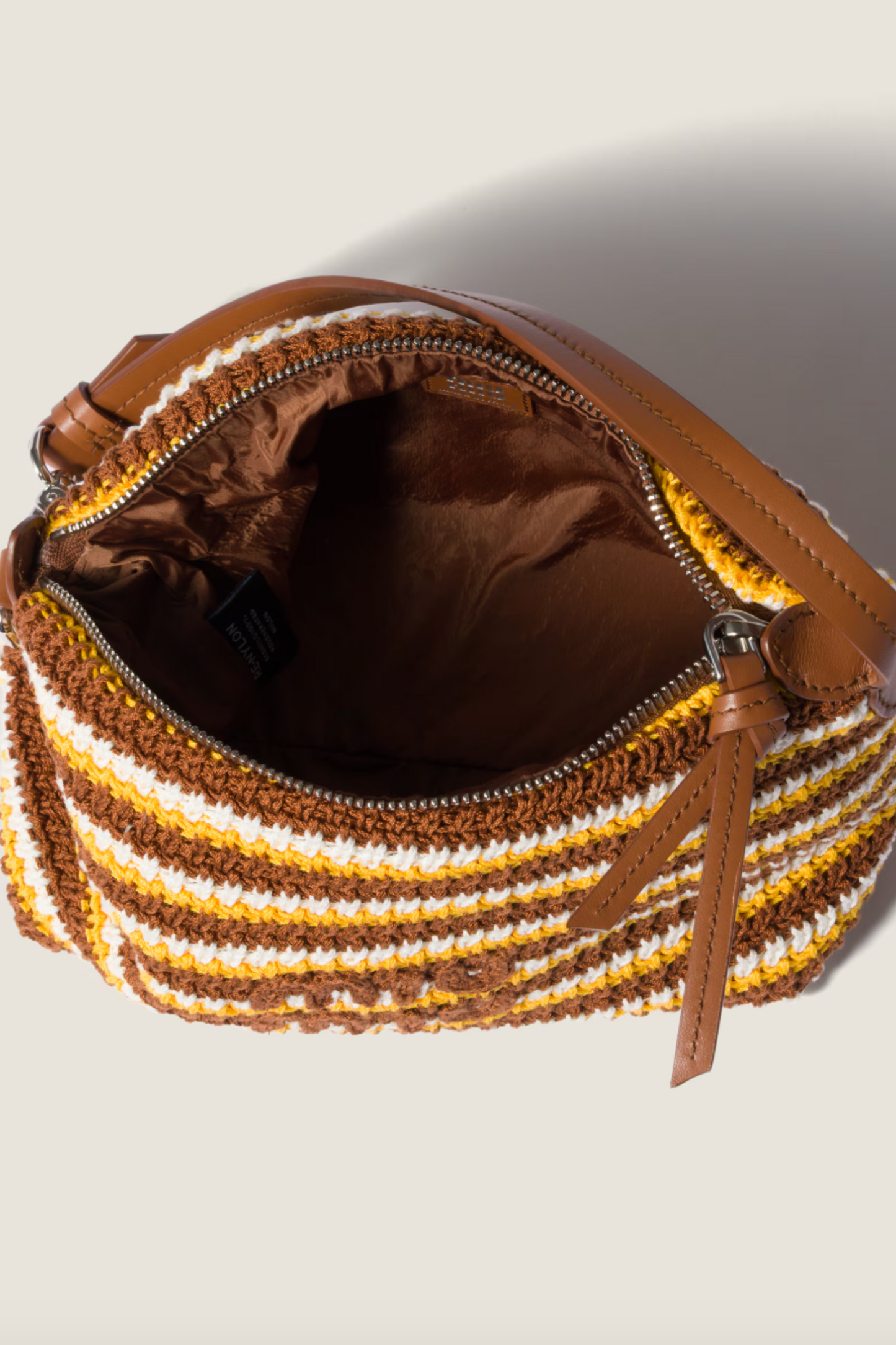 Spirit Crochet Pouch, Cognac/ Yellow