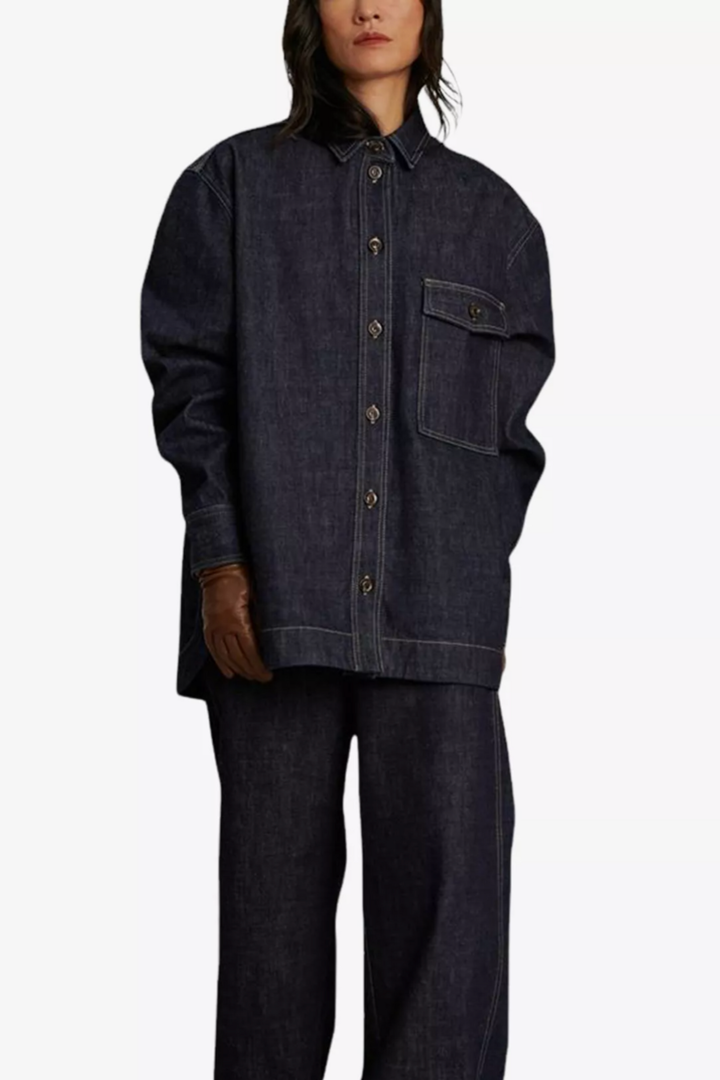 Cadet oversized organic-denim shirt