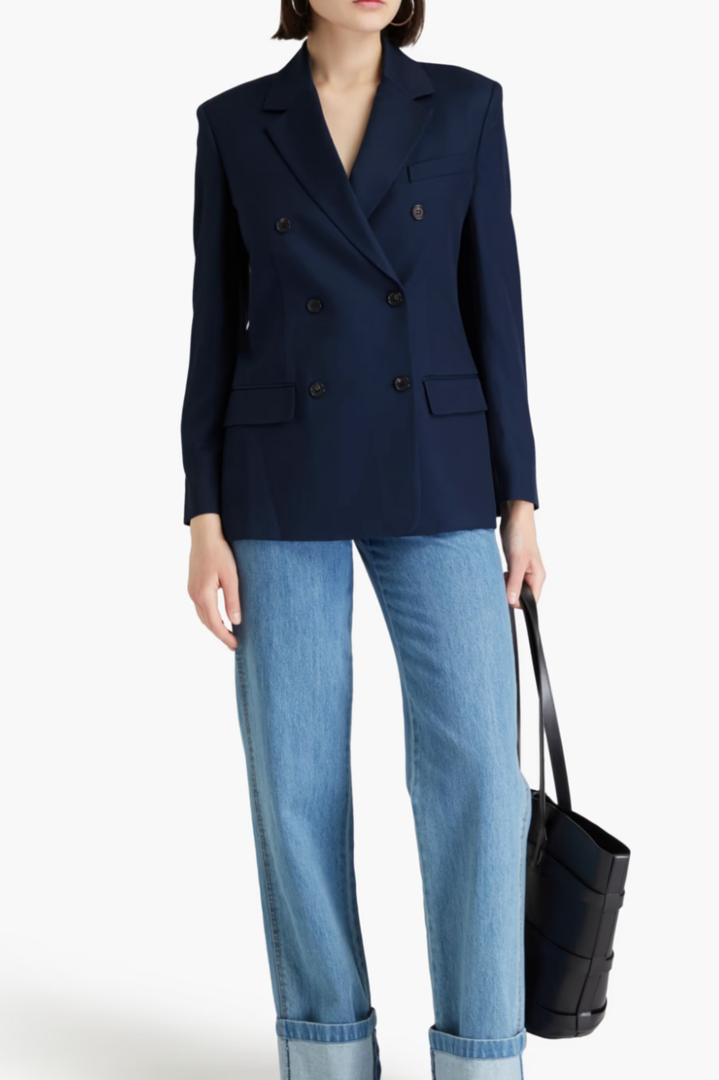 Double-breasted twill blazer