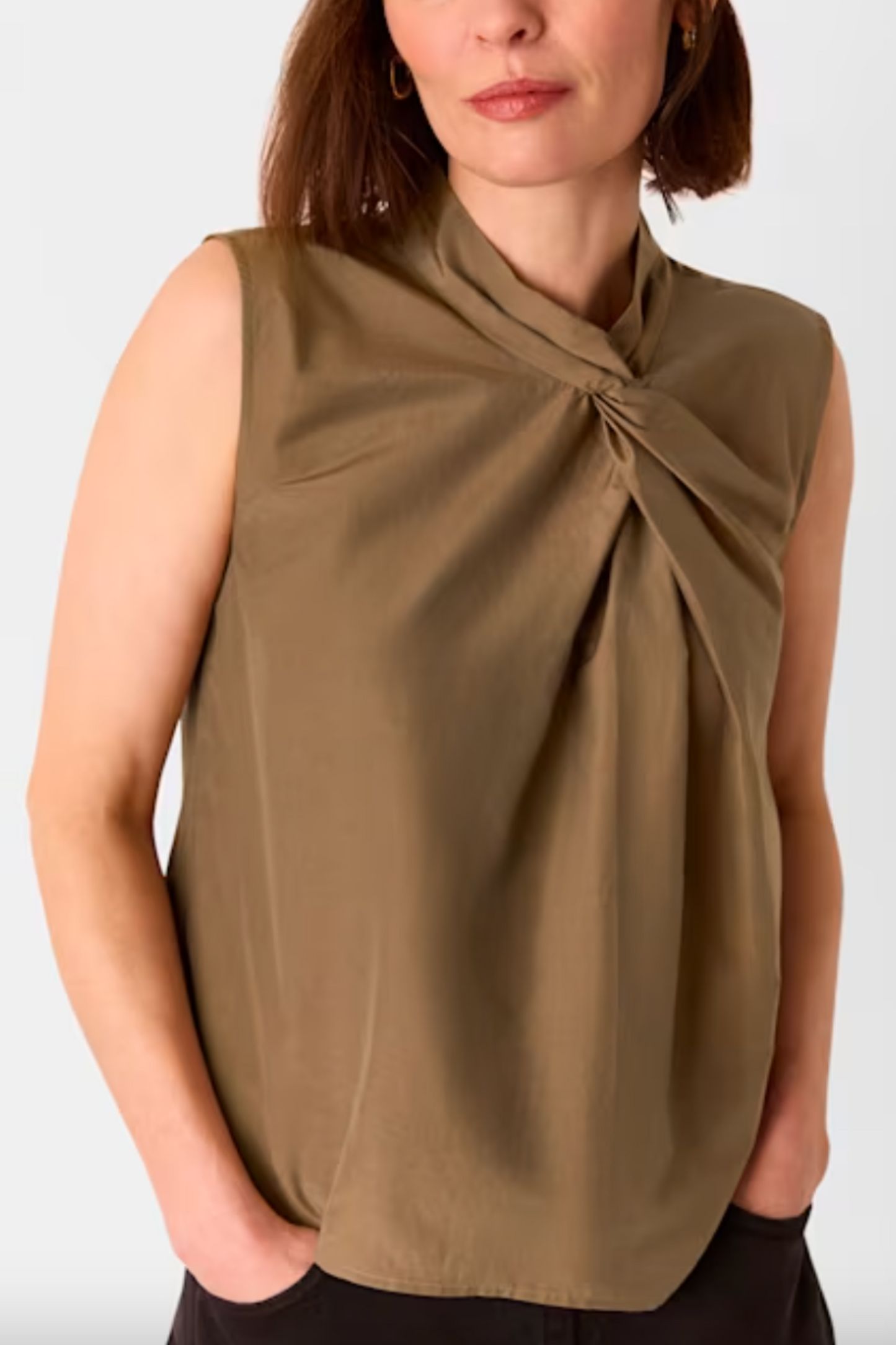 Taupe Bea Twist Front Tank
