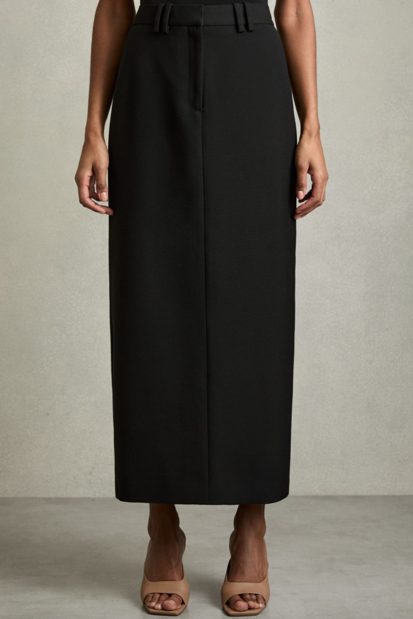 Brittany Wool-Blend Tailored Pencil Skirt in Black